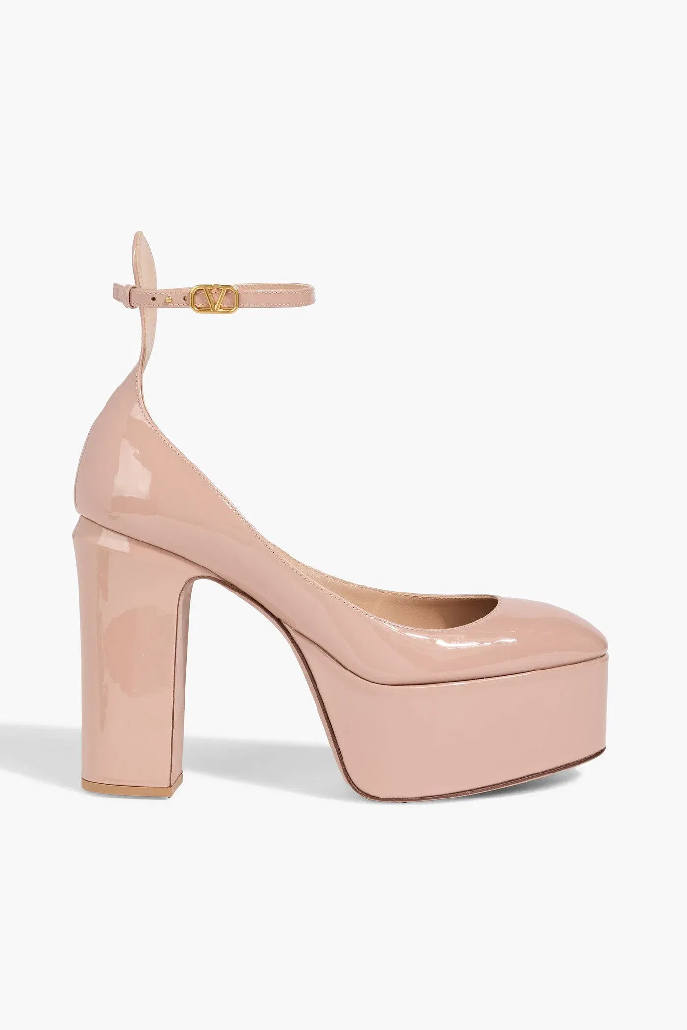 Valentino Garavani Tan-Go Patent-Leather Platform Pumps Blush Women's
