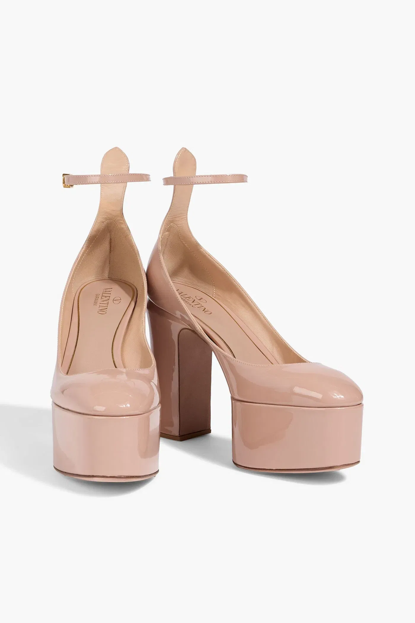 Valentino Garavani Tan-Go Patent-Leather Platform Pumps Blush Women's
