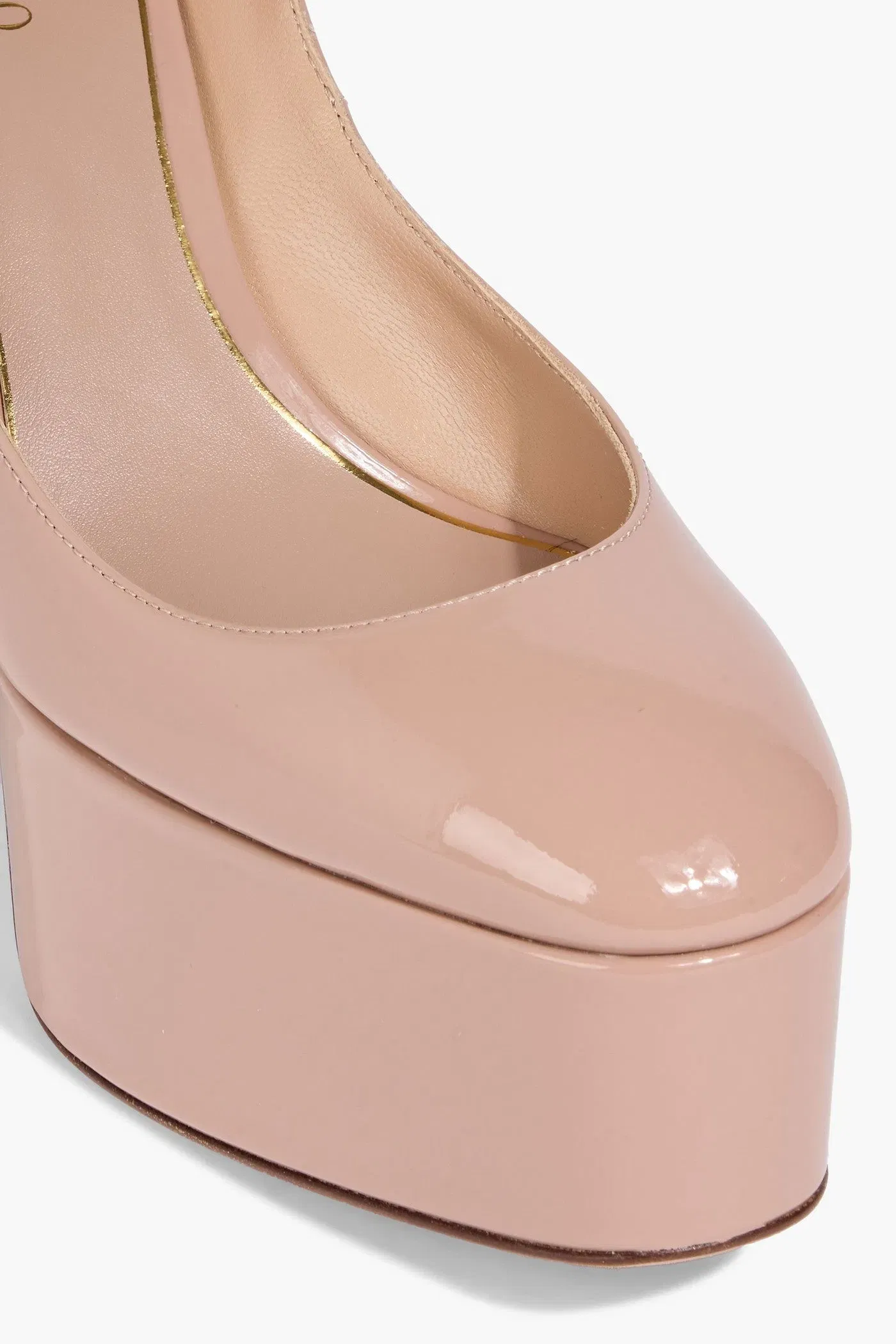 Valentino Garavani Tan-Go Patent-Leather Platform Pumps Blush Women's