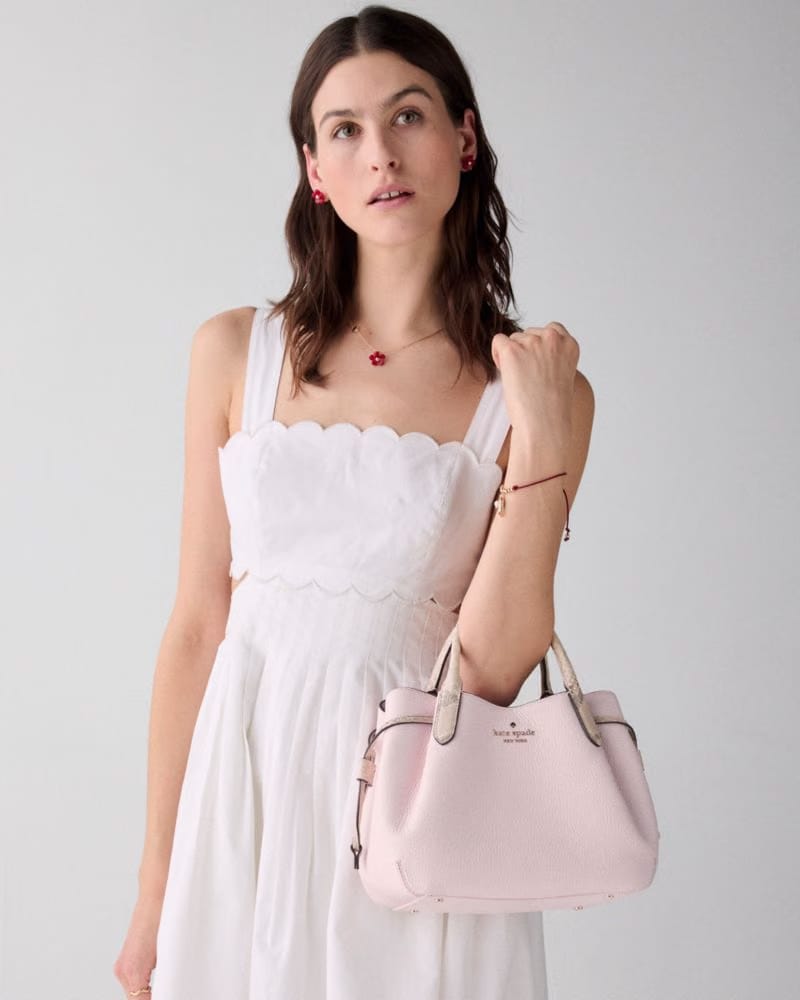KateSpade Dumpling Pebble and Snake Embossed Small Satchel Bag Shimmer Pink Multi