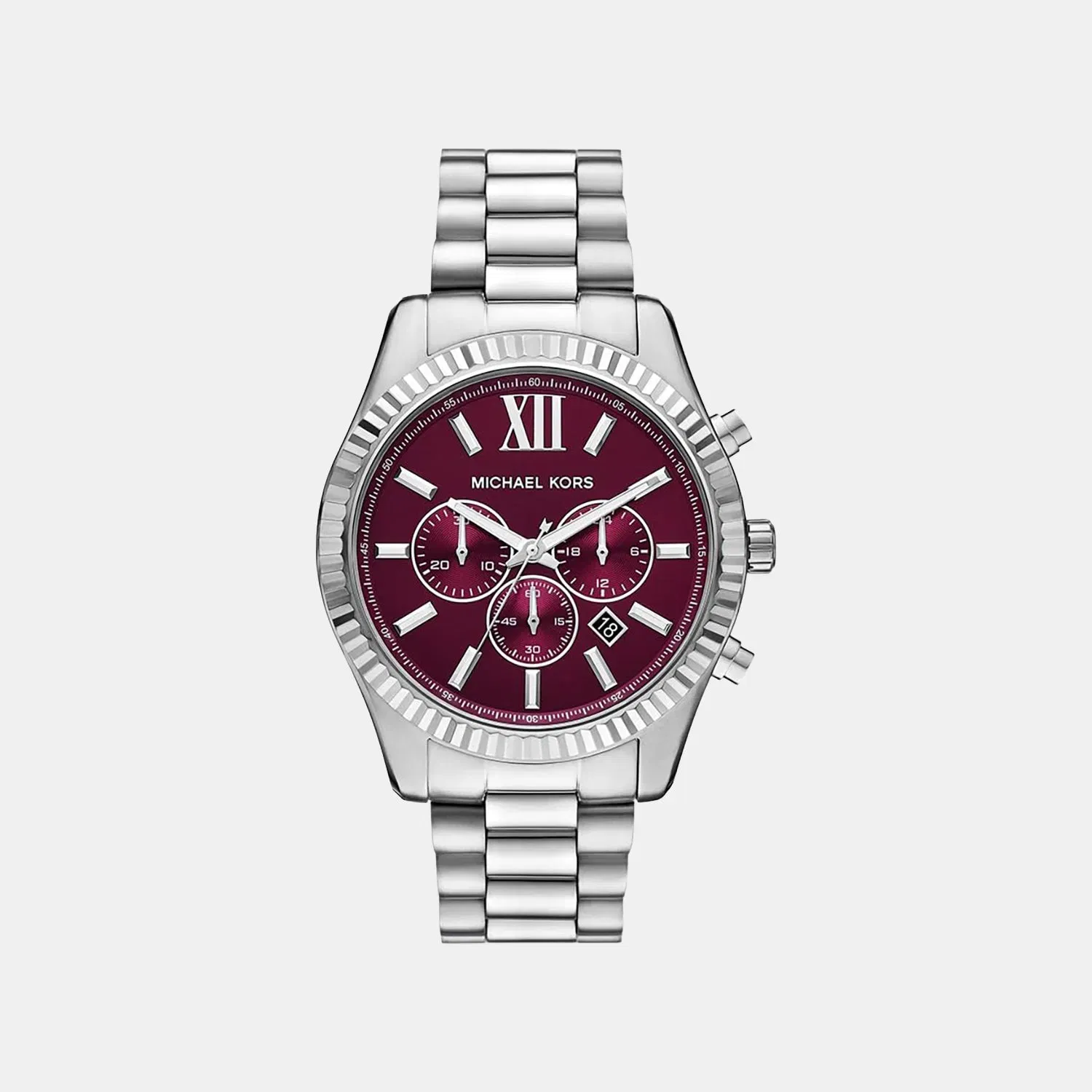 Michael Kors Lexington Men Quartz Red Dial Chronograph Stainless Steel Watch Mk9242