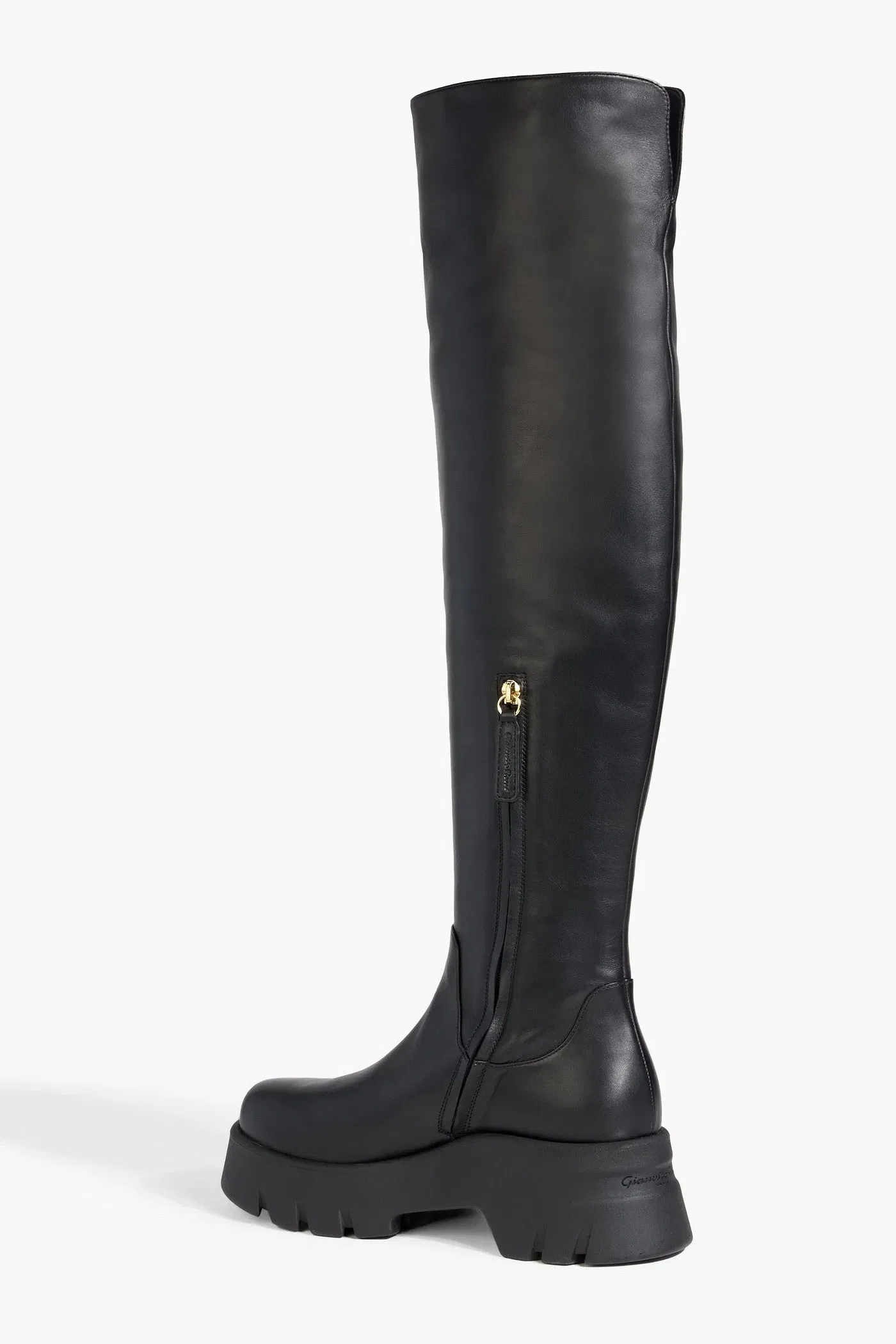 Gianvito Rossi Montey Leather Platform Over-The-Knee Boots Black Women's
