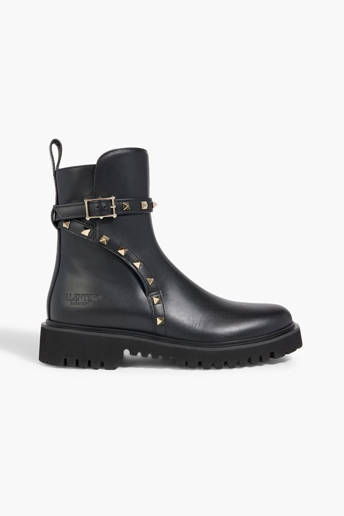 Valentino Garavani Rockstud Leather Ankle Boots Black Women's