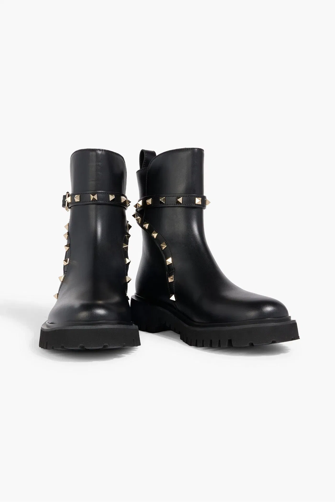 Valentino Garavani Rockstud Leather Ankle Boots Black Women's