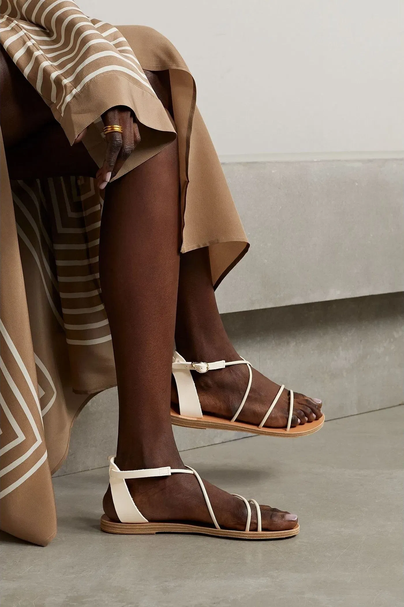 Ancient Greek Sandals Meloivia Leather Sandals Ivory Women's