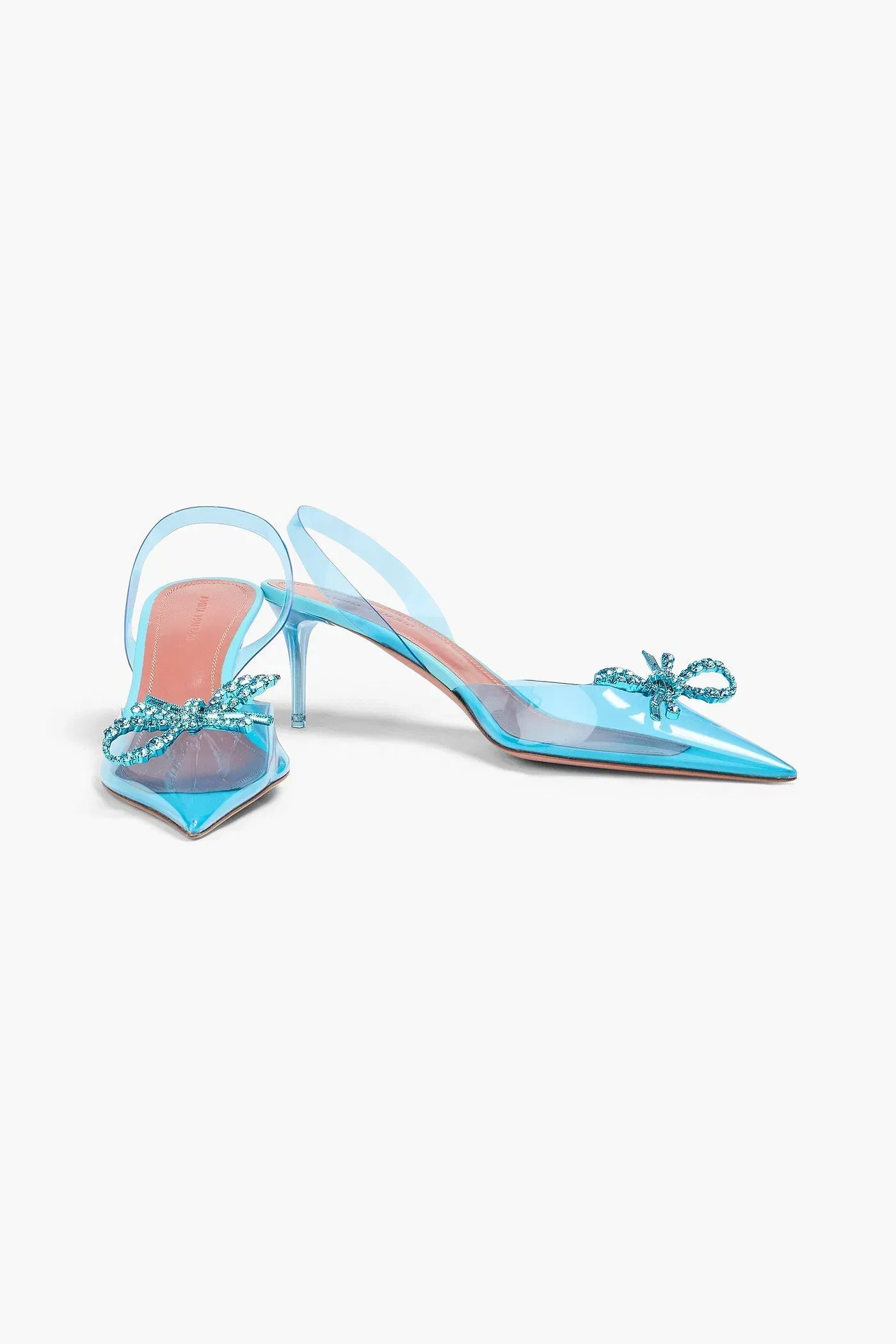 Amina Muaddi Rosie Crystal-Embellished Pvc Slingback Pumps Turquoise Women's