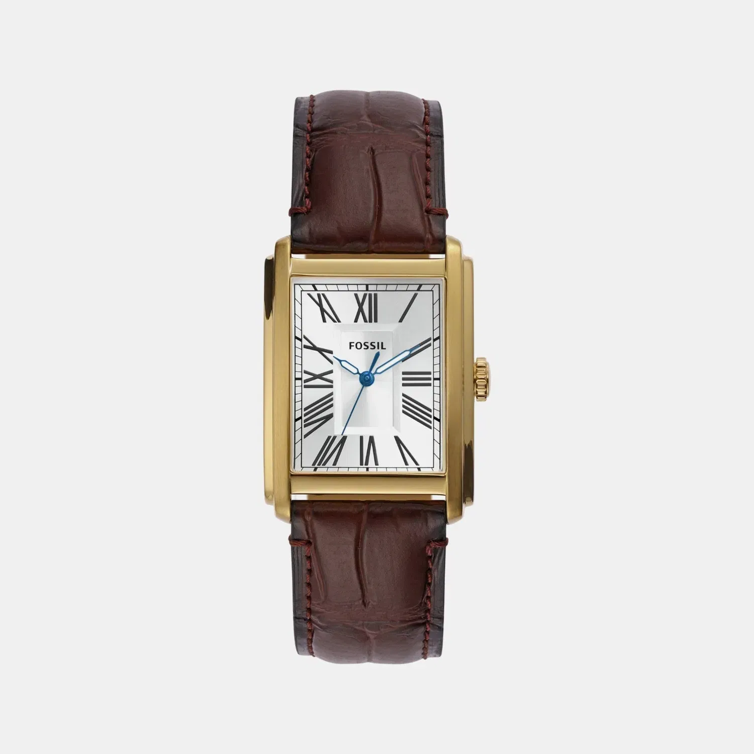 Fossil Carraway Men Quartz Silver Dial Analog Leather Watch Fs6011