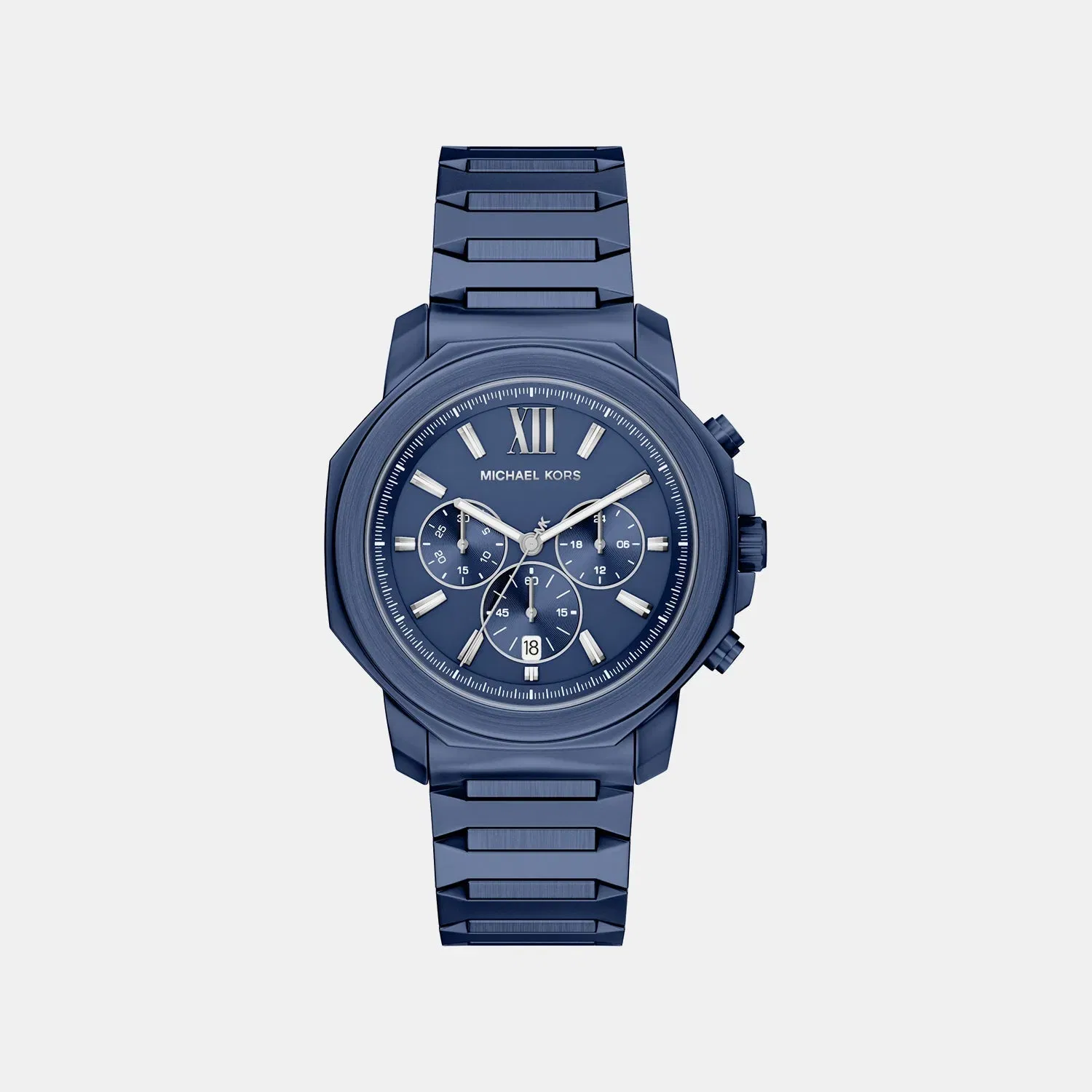 Michael Kors Prescott Men Quartz Blue Dial Chronograph Stainless Steel Watch Mk9251