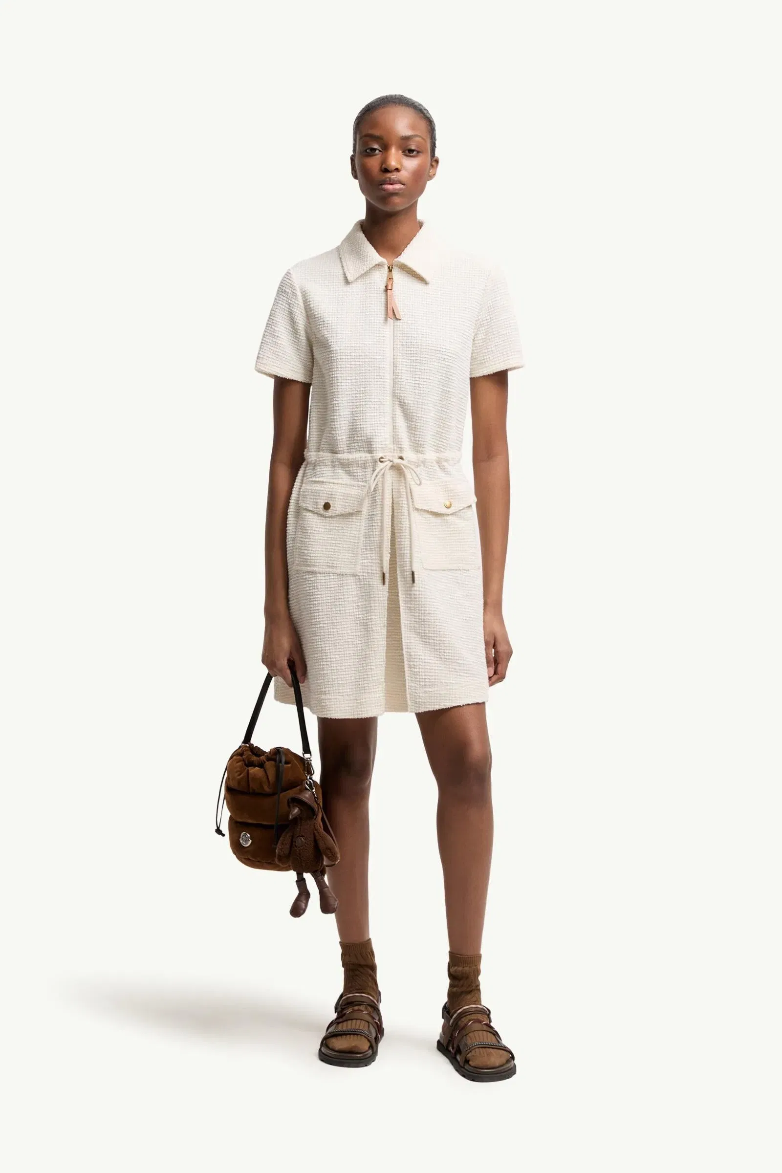 Moncler Bouclé Mini Dress White White