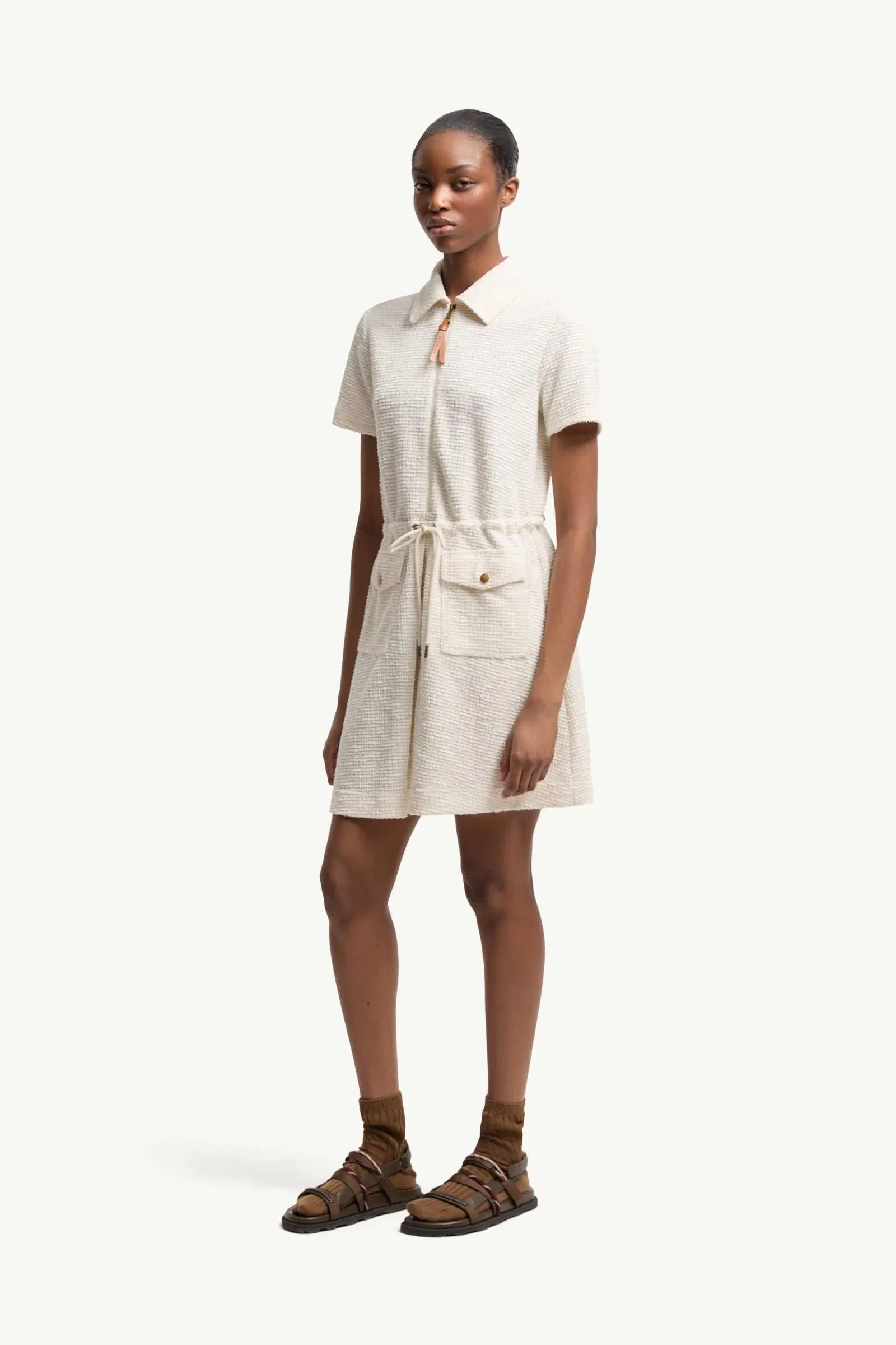 Moncler Bouclé Mini Dress White White