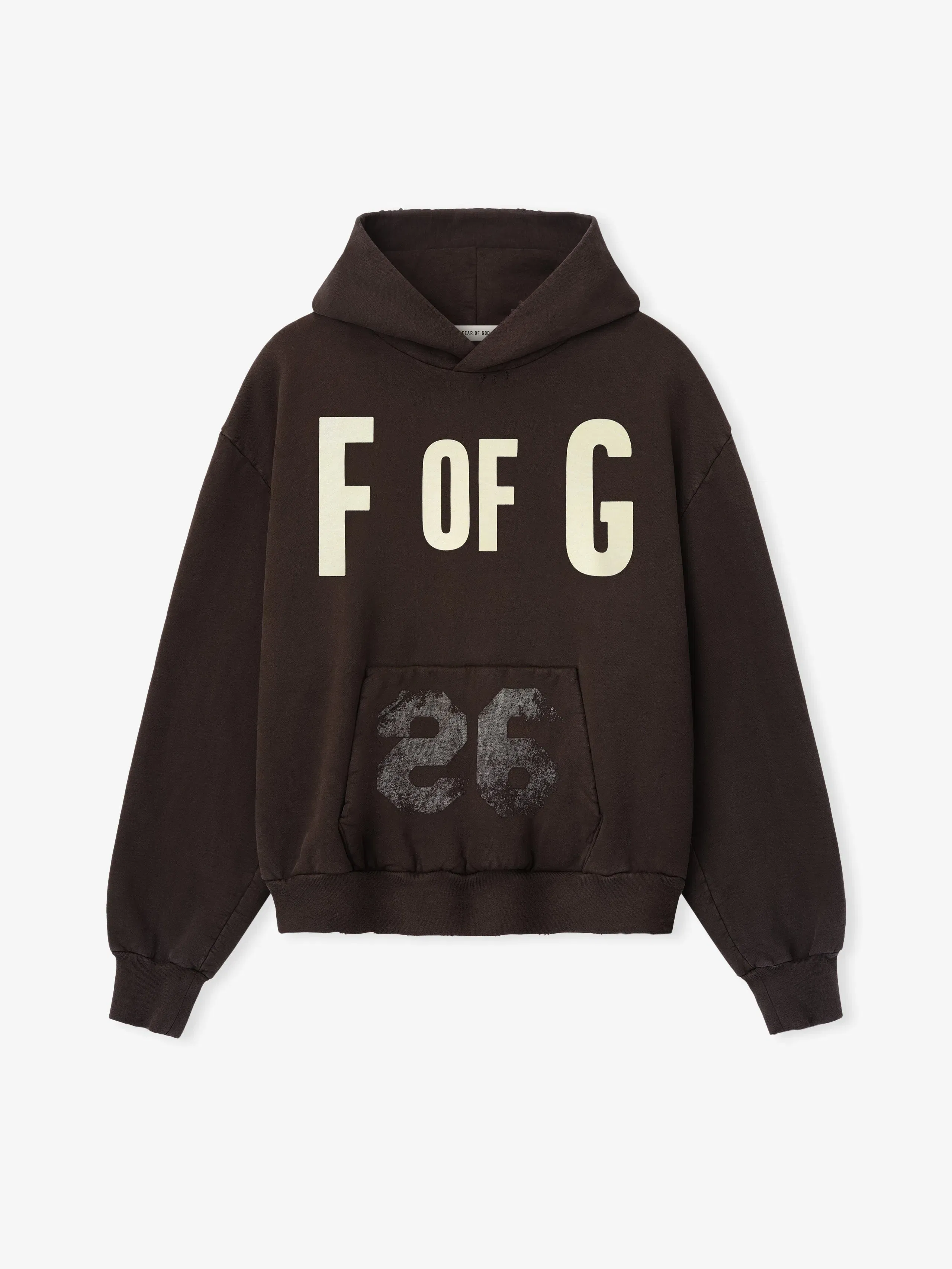 Essentials F Of G Classic Half Raglan Hoodie W/ Pocket Dark Brown