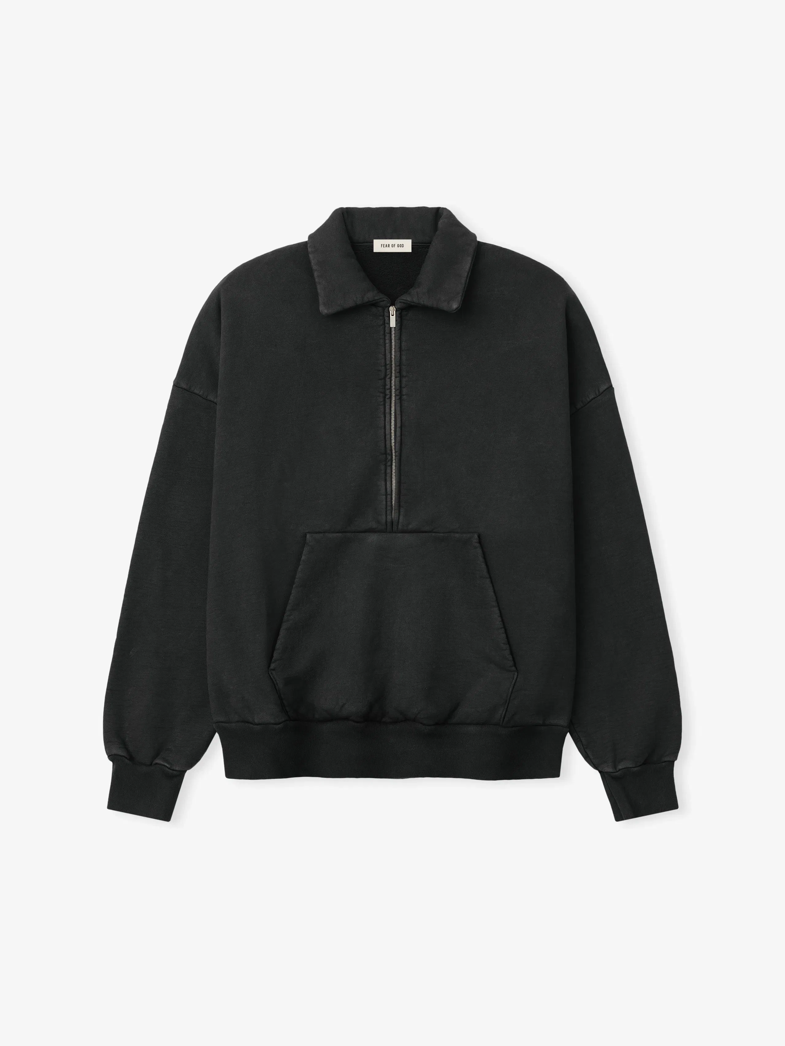 Essentials Sunfaded Half Zip Polo Sweatshirt Black