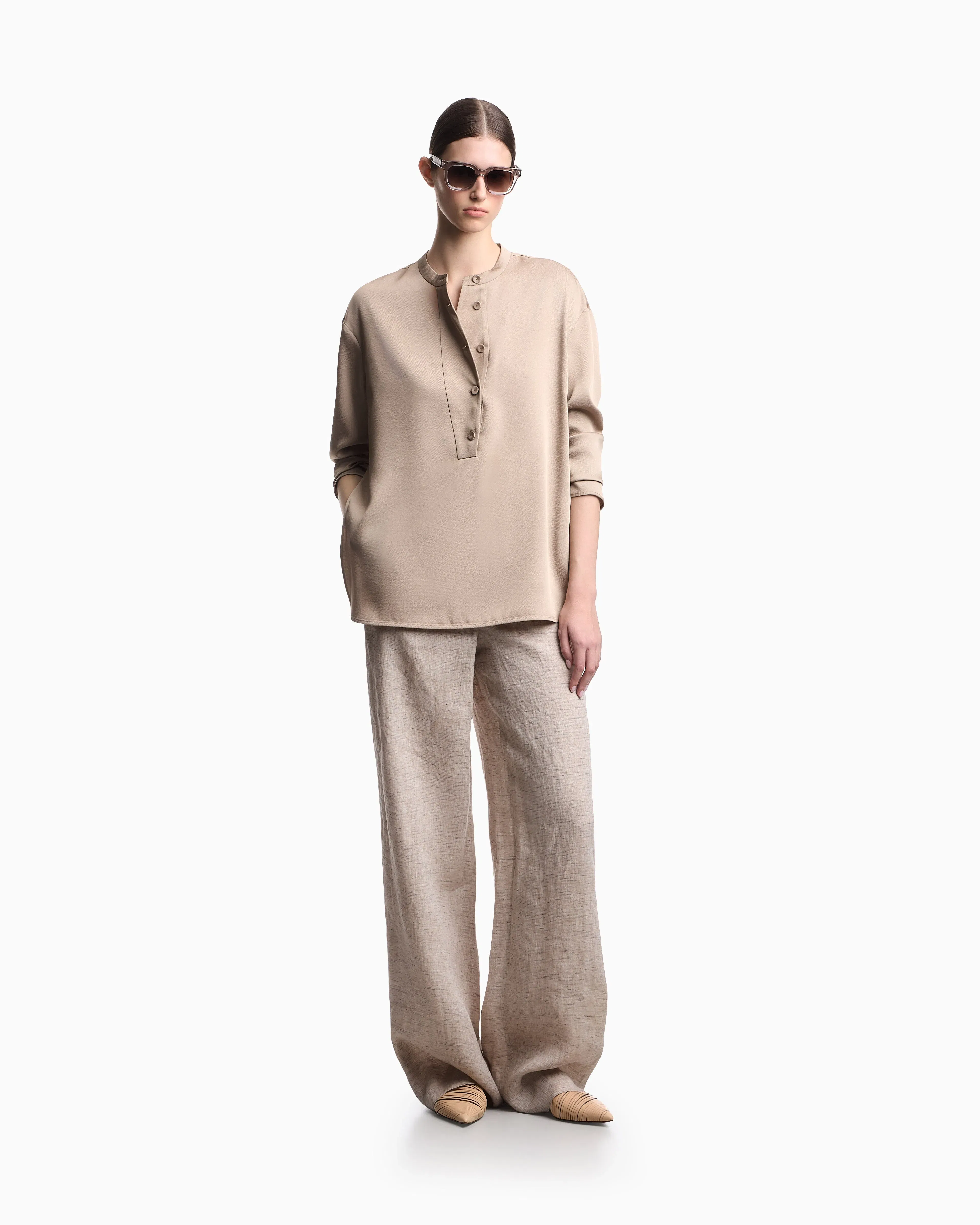 Emporio Armani Shirt with partial buttoning in twill crêpe