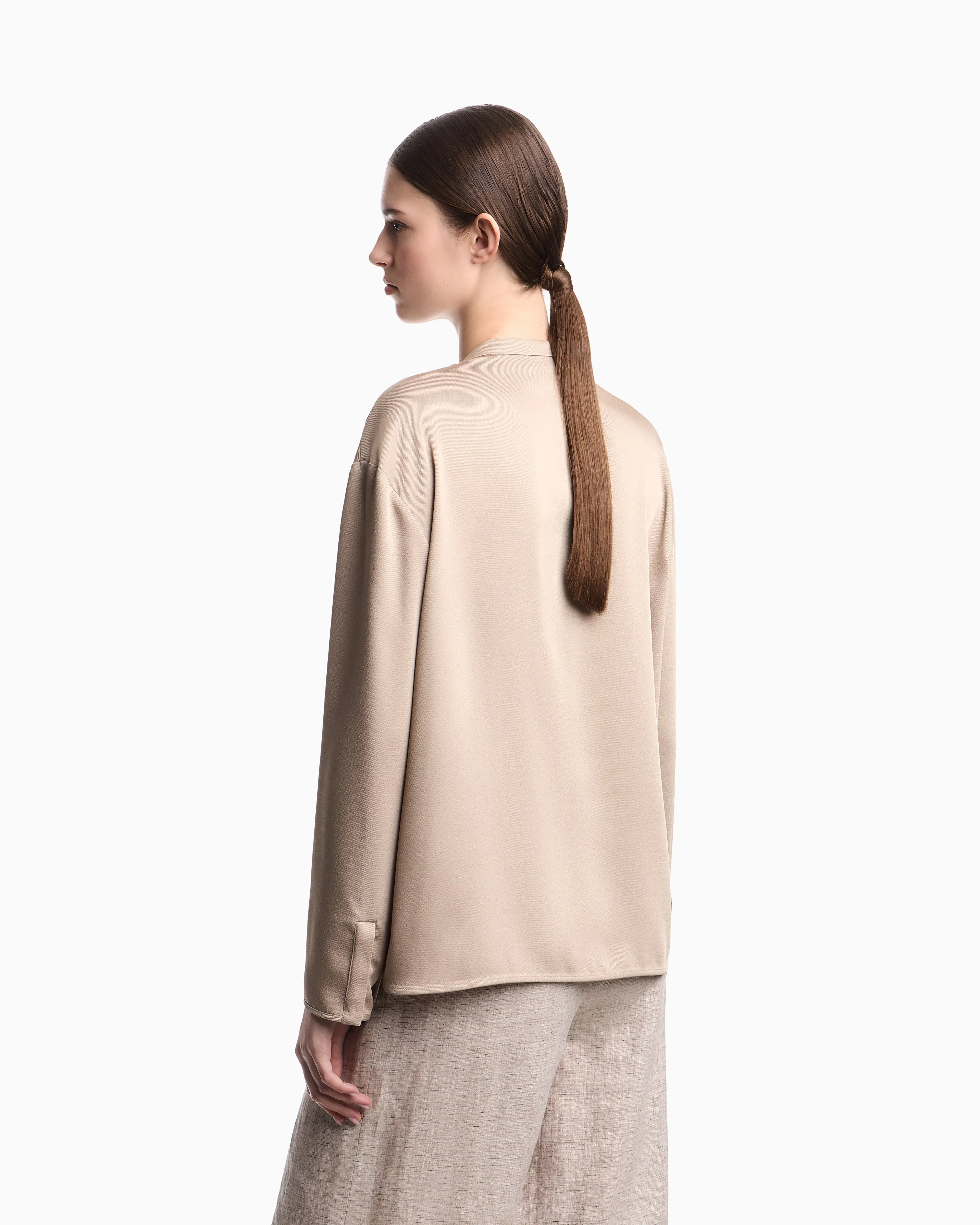 Emporio Armani Shirt with partial buttoning in twill crêpe