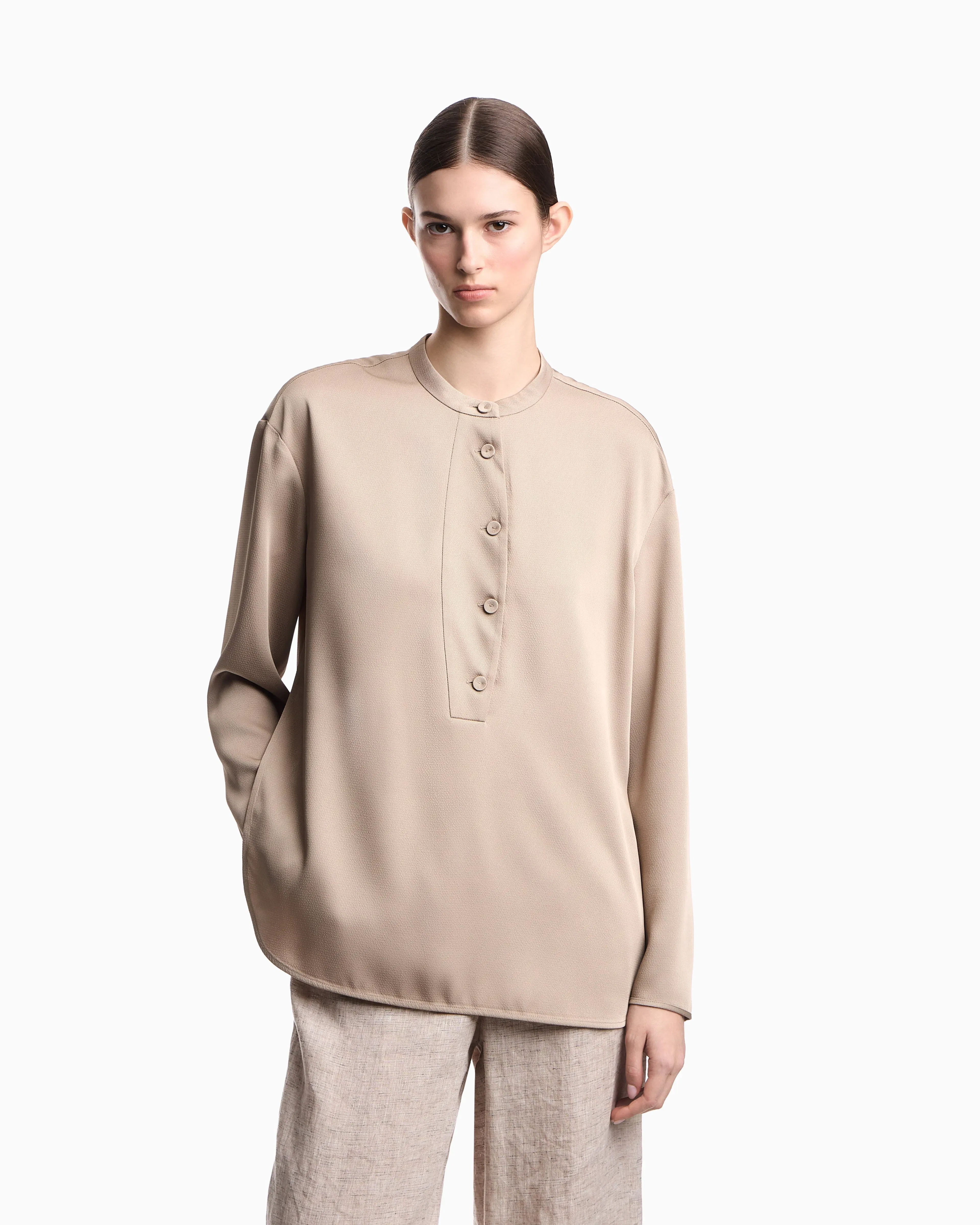 Emporio Armani Shirt with partial buttoning in twill crêpe