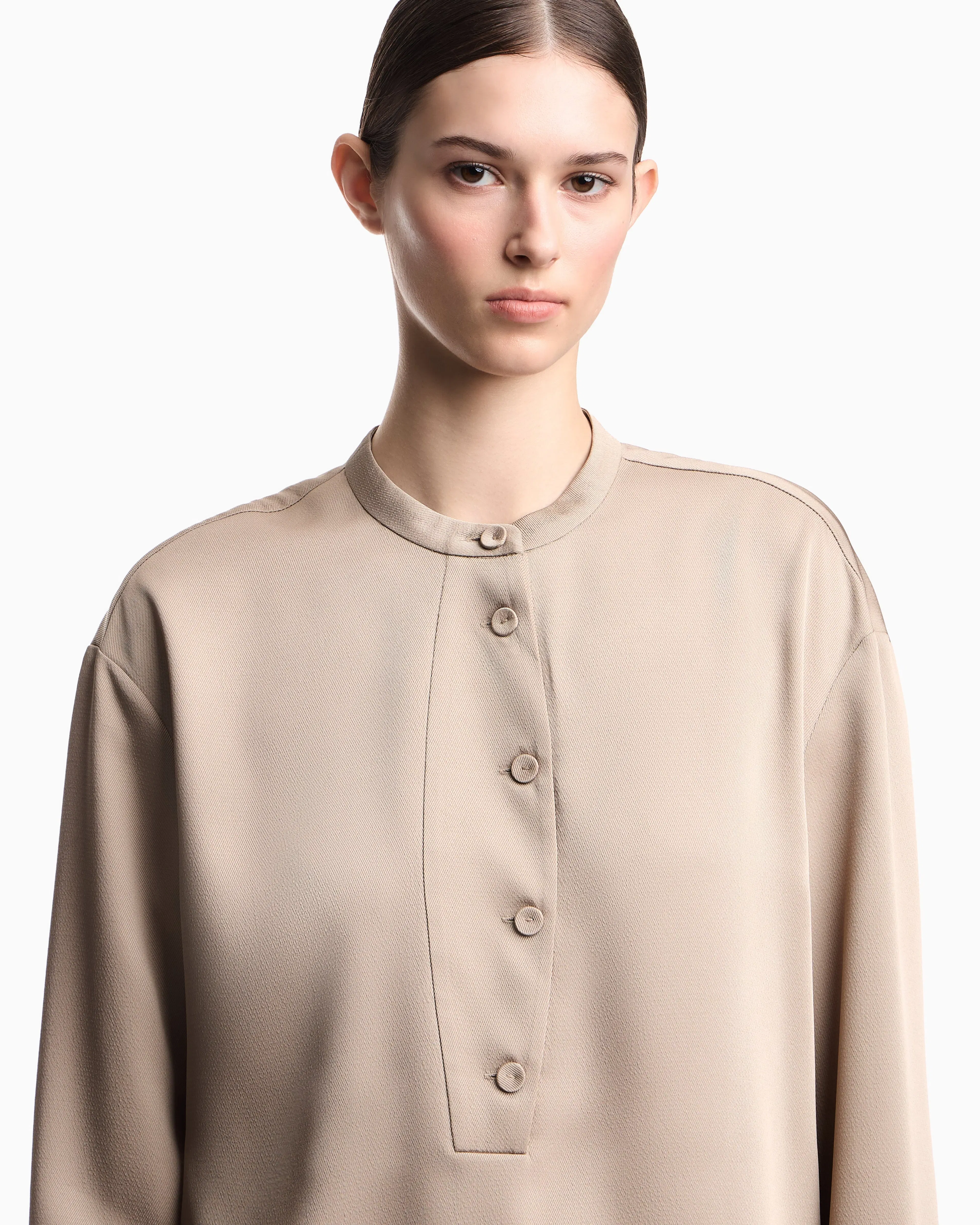 Emporio Armani Shirt with partial buttoning in twill crêpe