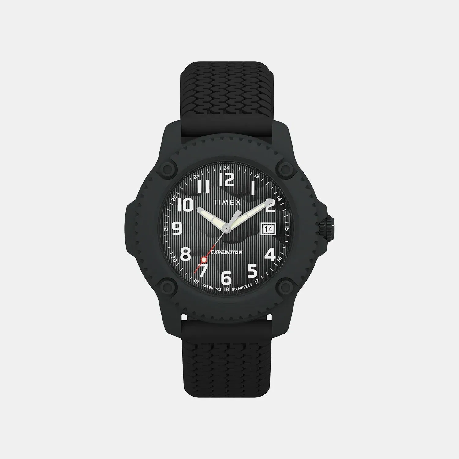 Timex Expedition Timber Men Quartz Black Dial Analog Silicone Watch Tw4B34800Uj