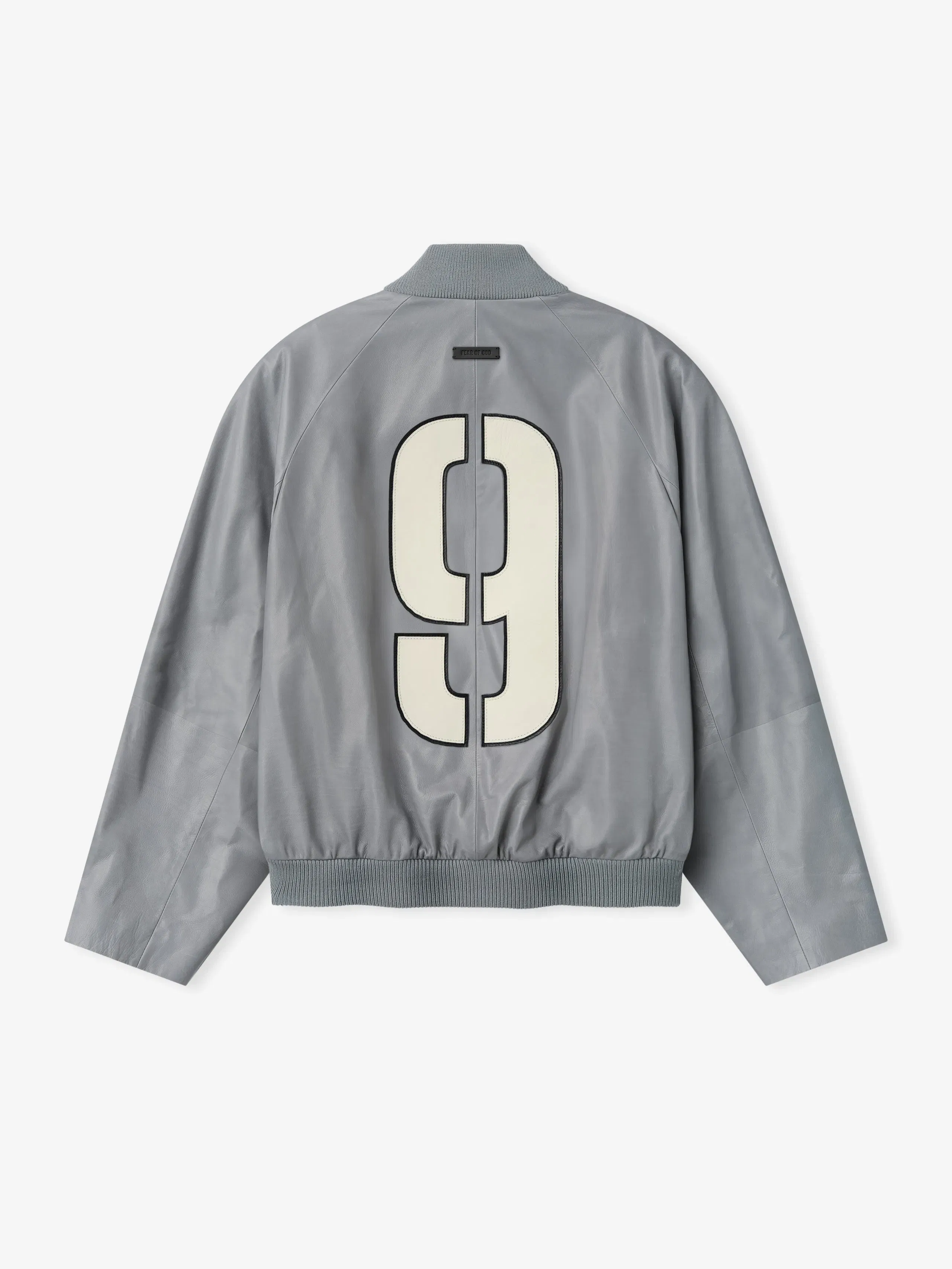 Essentials Leather 9 Raglan Bomber Jacket Metallic Grey