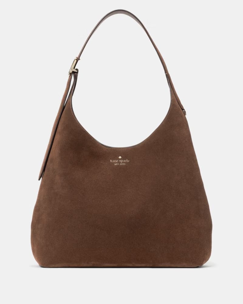 KateSpade 454 Suede Large Shoulder Bag Hot Fudge