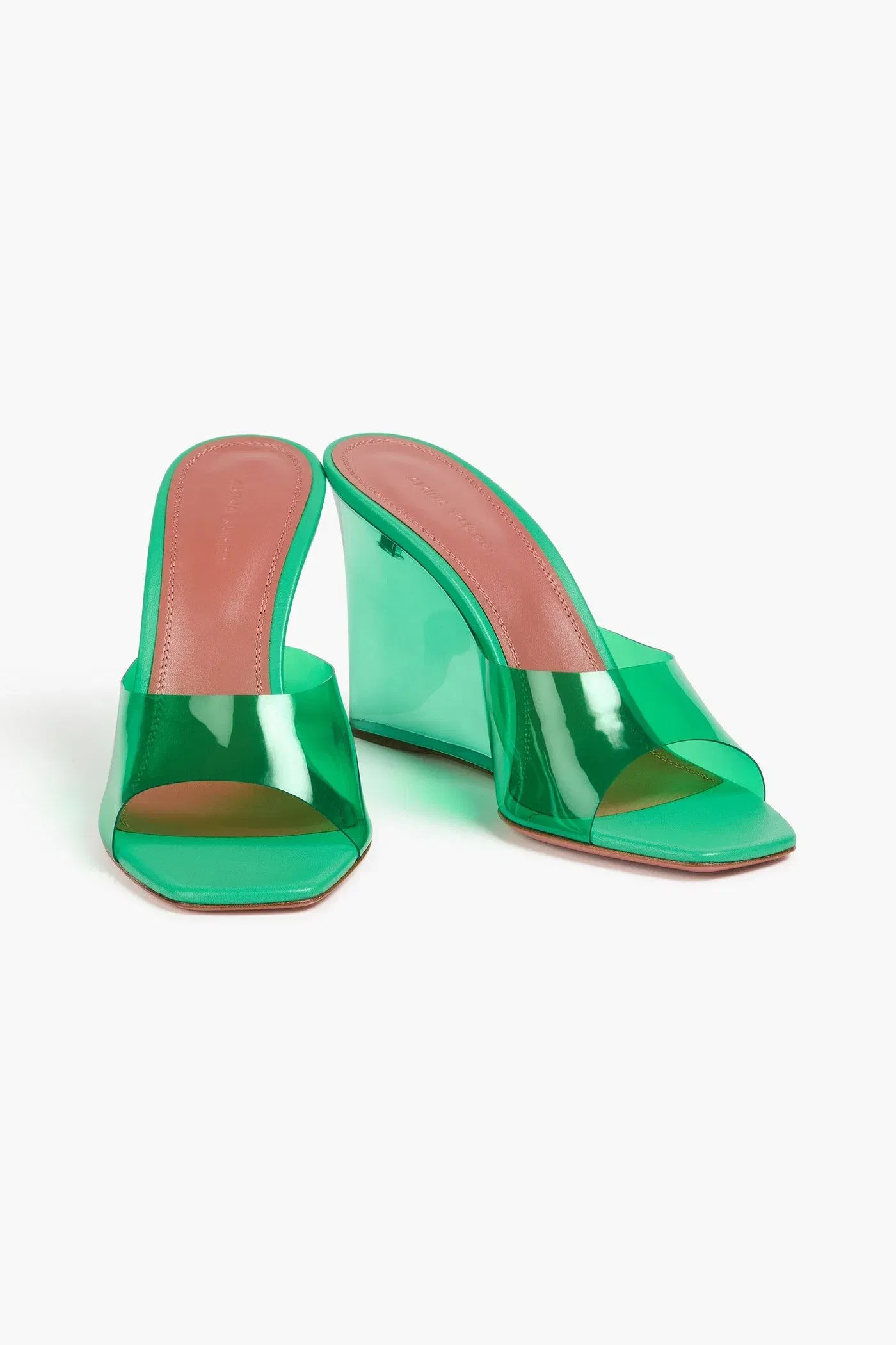 Amina Muaddi Lupita Pvc Wedge Mules Green Women's
