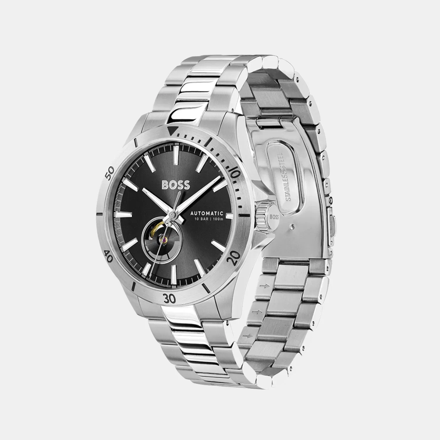 Boss Troper Men Automatic Black Dial Analog Stainless Steel Watch 1514202