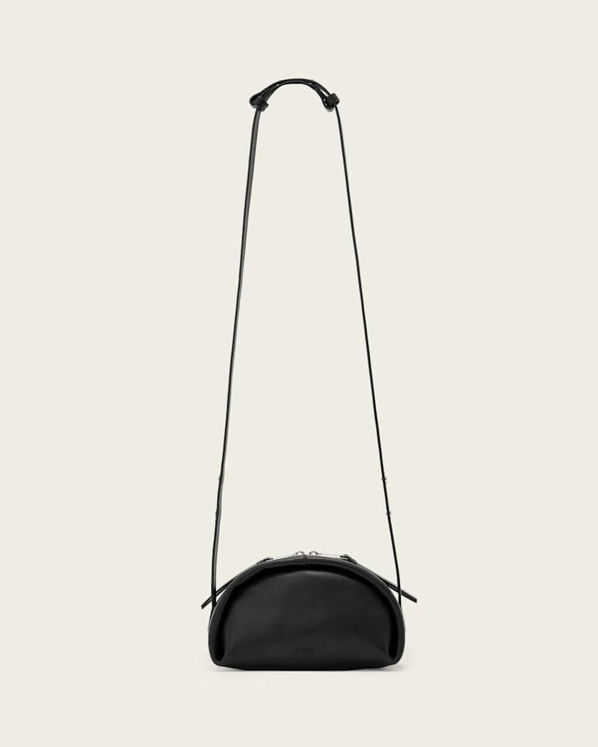 AllSaints Rosalie Arc Leather Crossbody Bag Women's Black/Silver Women's