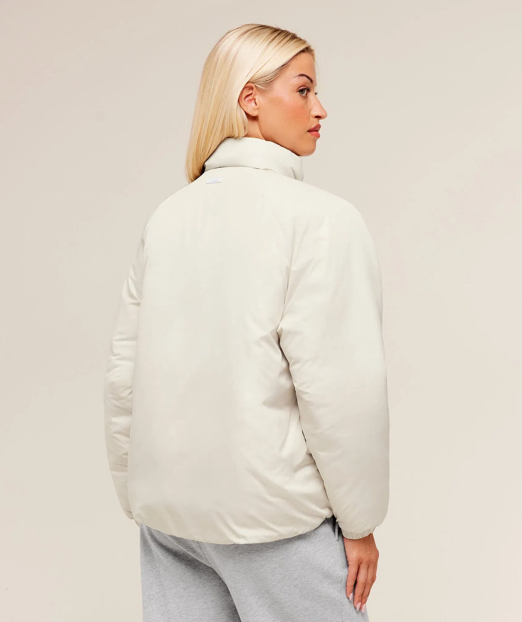 Women's Gymshark Oversized Puffer Jacket Oat White
