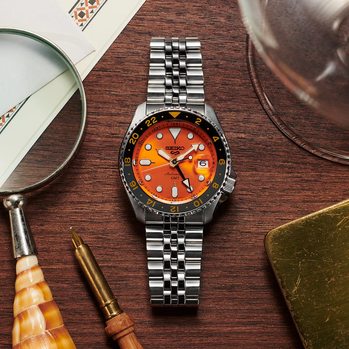 Seiko 5 Sports Mikan Orange Gmt Skx Re-Interpretation - Orange - SSK005K1