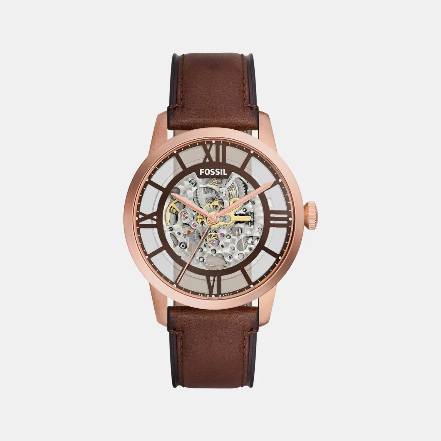 Fossil Towns Men Automatic Brown Dial Analog Leather Watch Me3259
