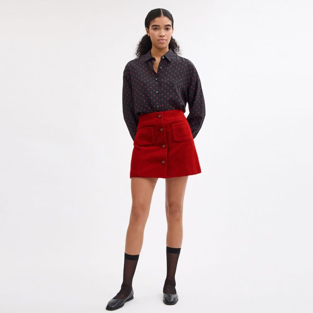 Coach Boucle Skirt Red