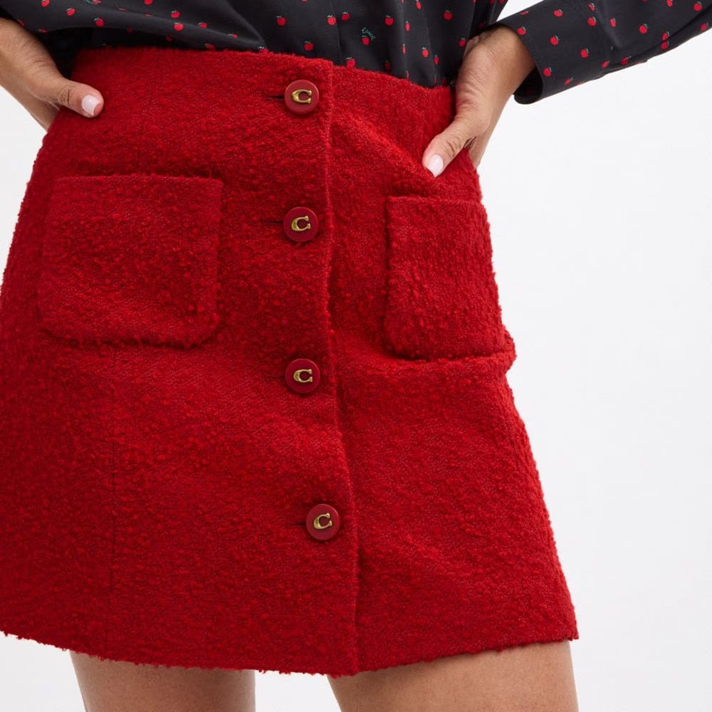 Coach Boucle Skirt Red
