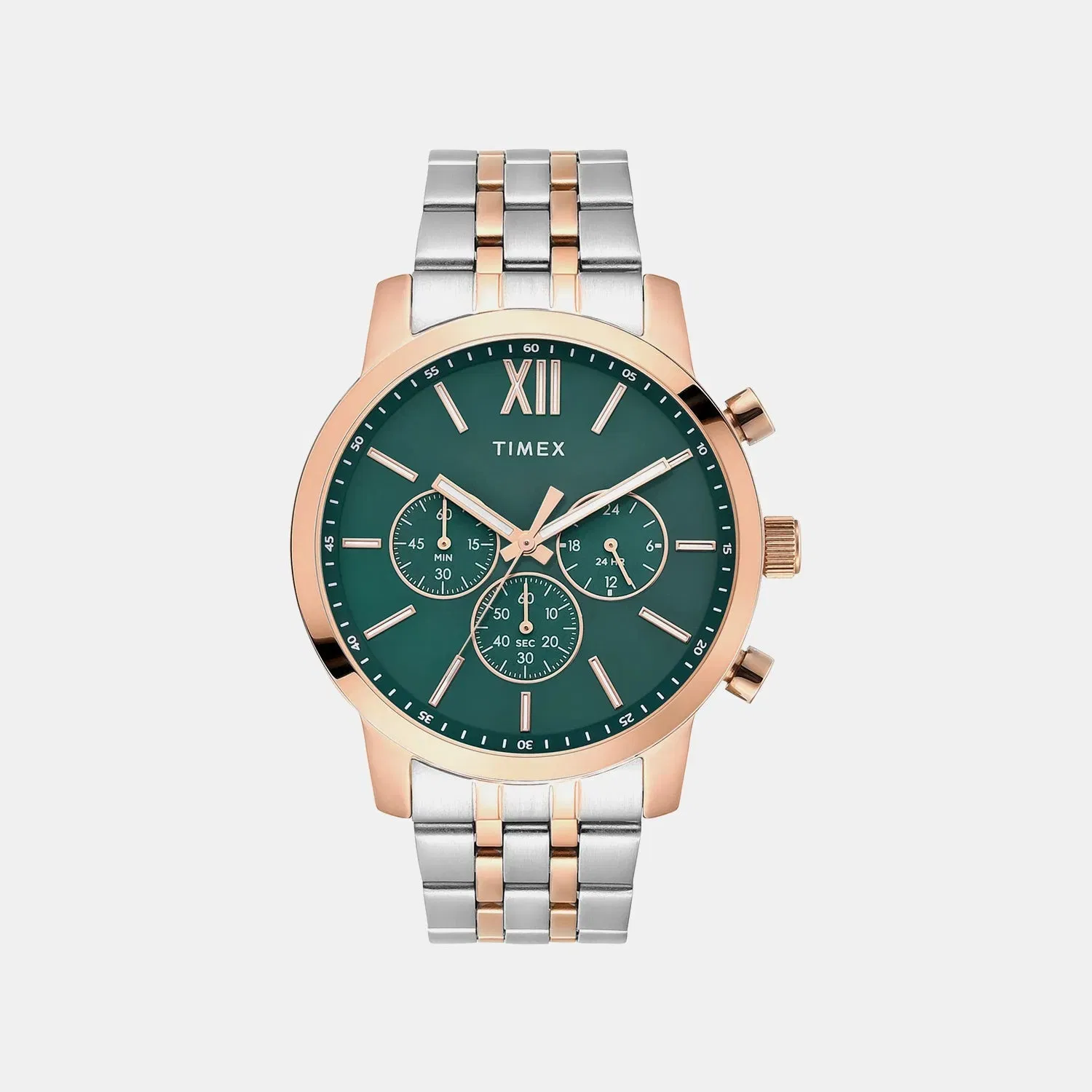 Timex Trendline Men Quartz Green Dial Multi-Function Stainless Steel Watch Tweg32201