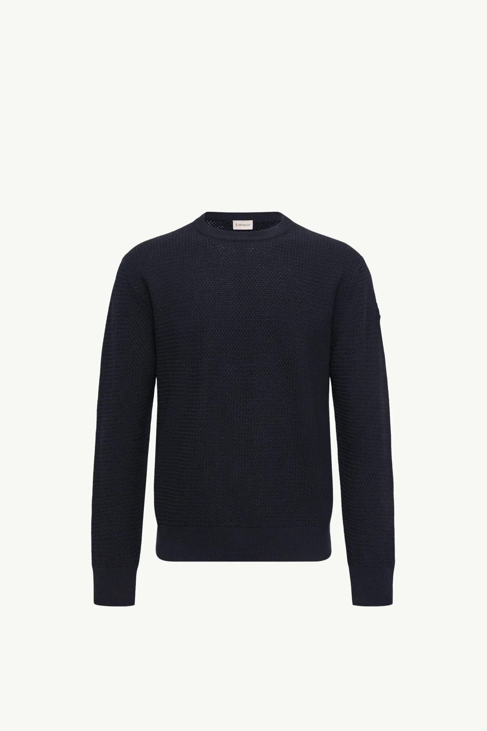 Moncler Textured Cashmere & Wool Sweater Navy Blue Navy Blue