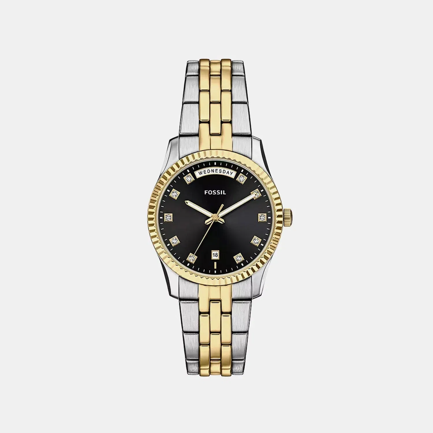 Fossil Scarlette Women Quartz Black Dial Analog Stainless Steel Watch Es5458