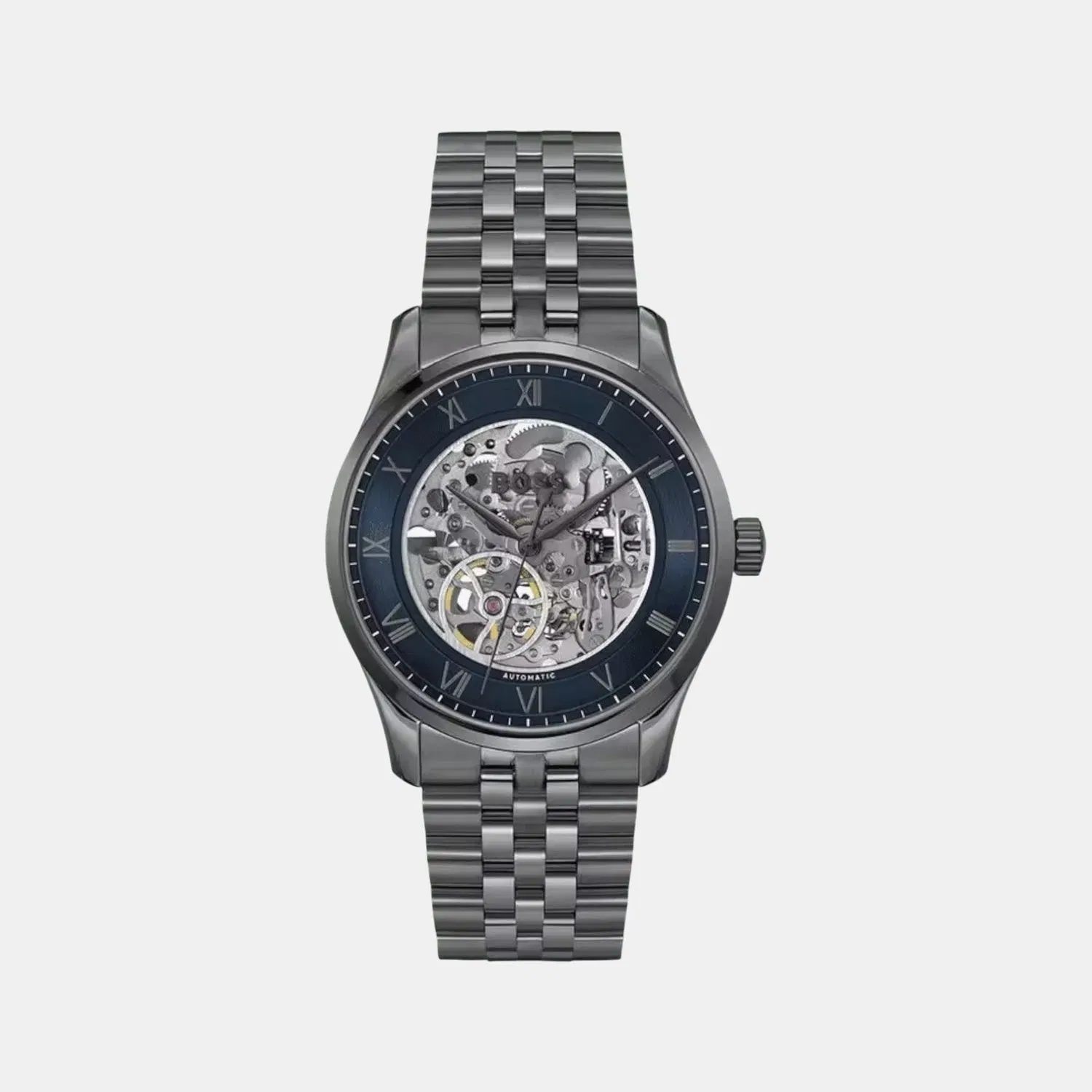 Boss Principle Skeleton Men Automatic Blue Dial Analog Stainless Steel Watch 1514254