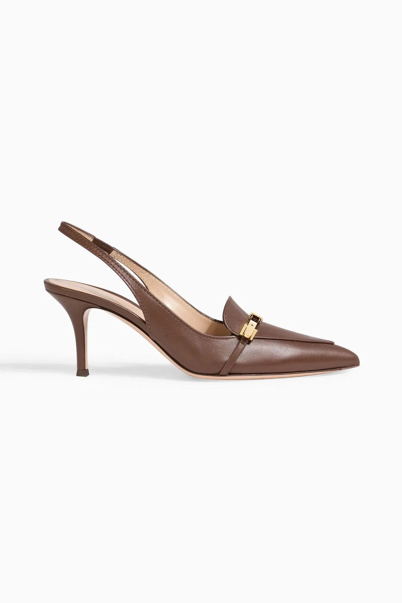 Gianvito Rossi Carrey 70 Embellished Leather Slingback Pumps Brown Women's