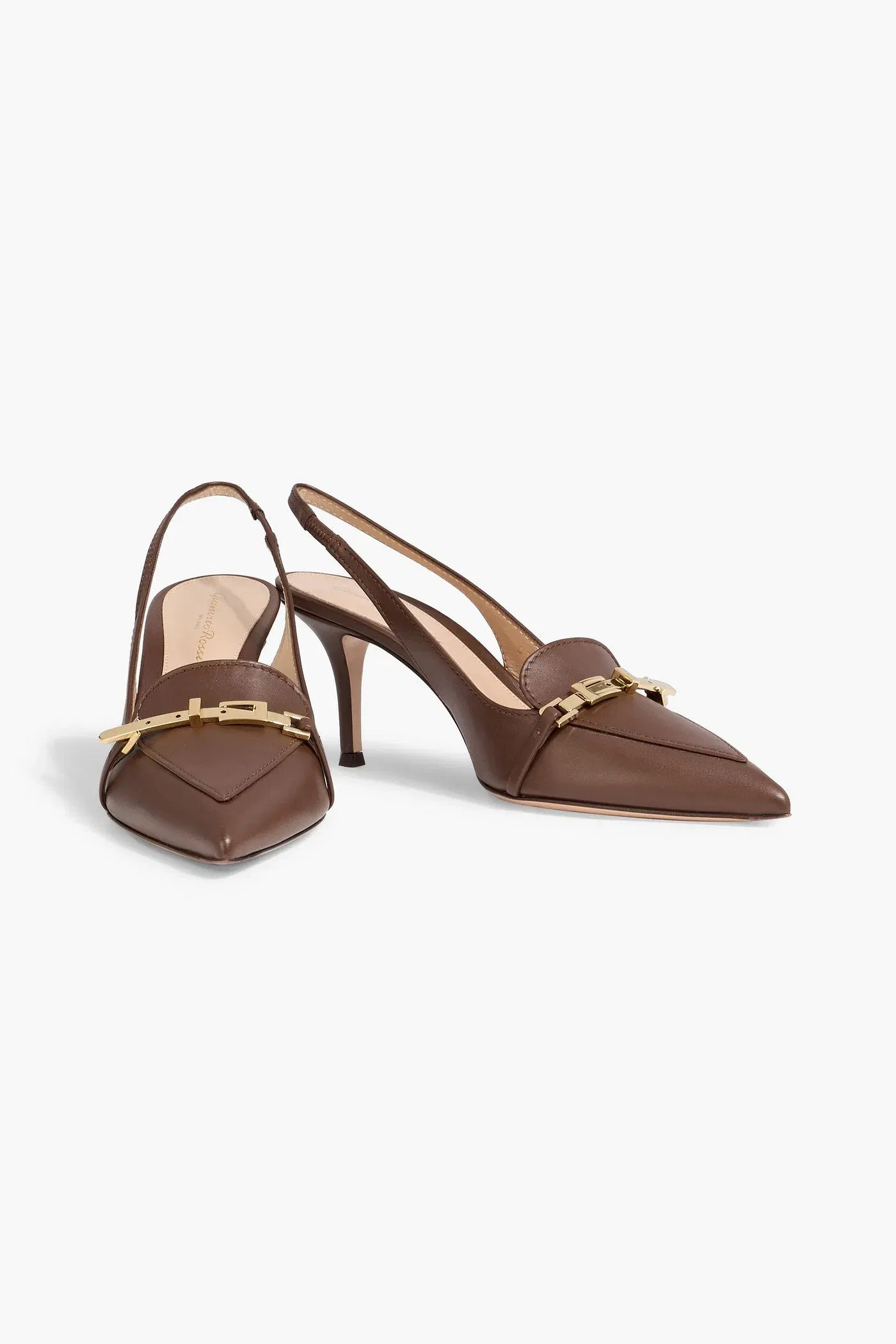 Gianvito Rossi Carrey 70 Embellished Leather Slingback Pumps Brown Women's