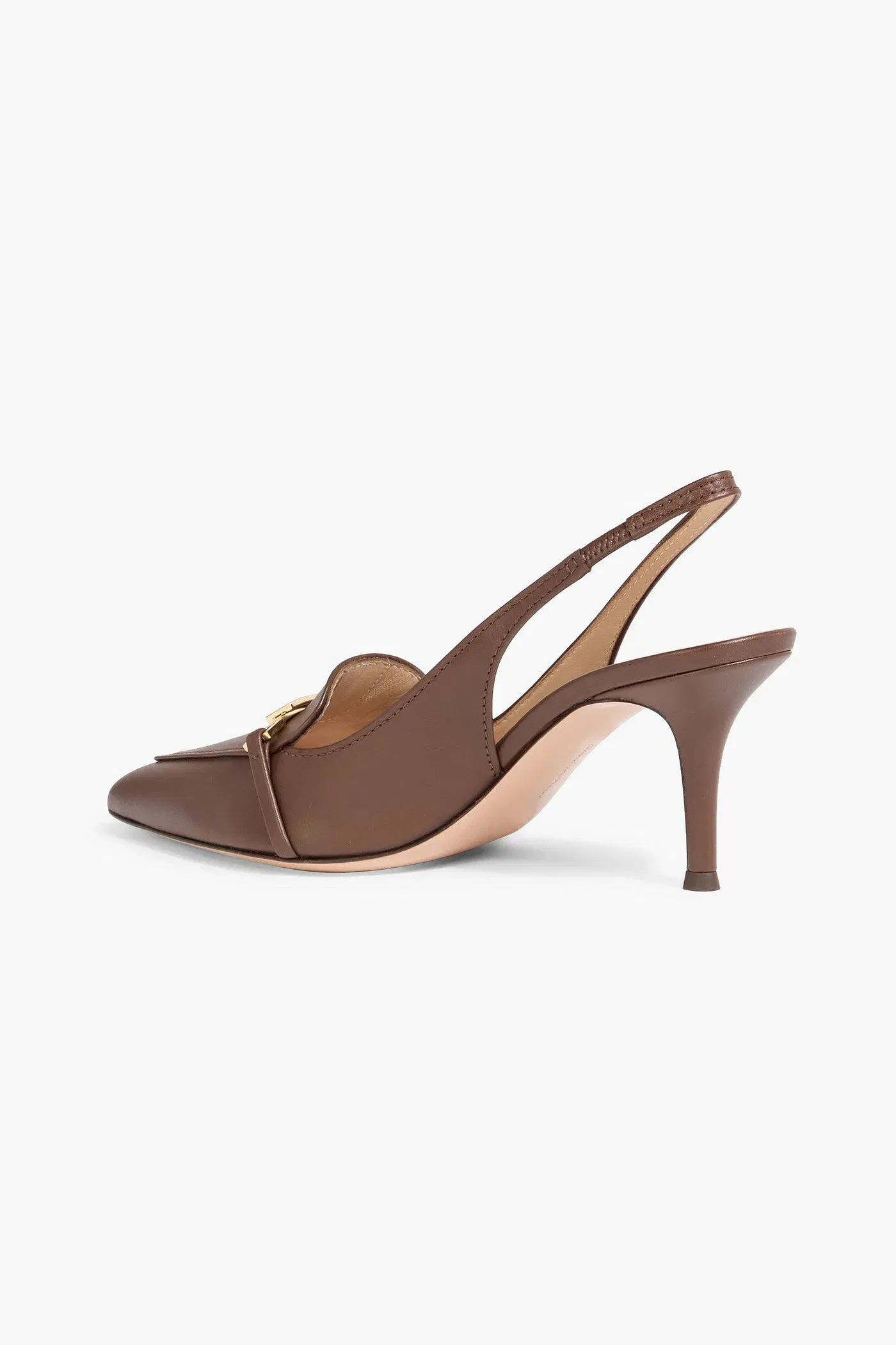 Gianvito Rossi Carrey 70 Embellished Leather Slingback Pumps Brown Women's