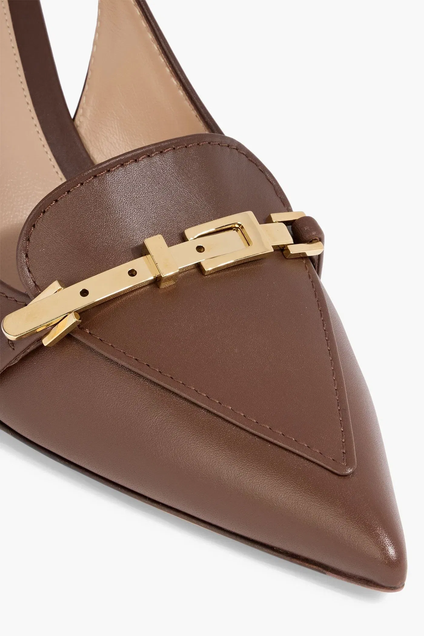 Gianvito Rossi Carrey 70 Embellished Leather Slingback Pumps Brown Women's