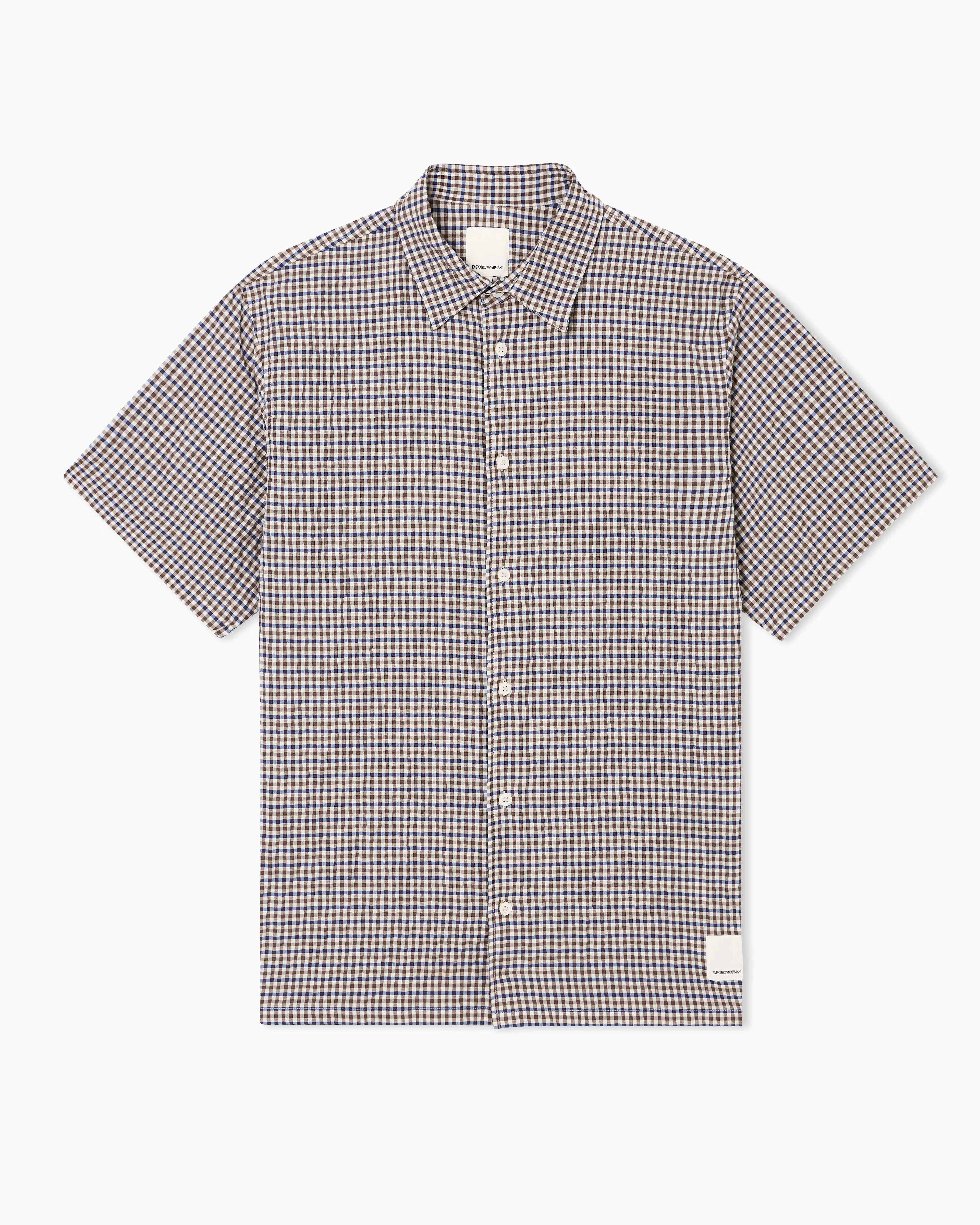Emporio Armani Eagle Club crinkle fabric shirt with check motif