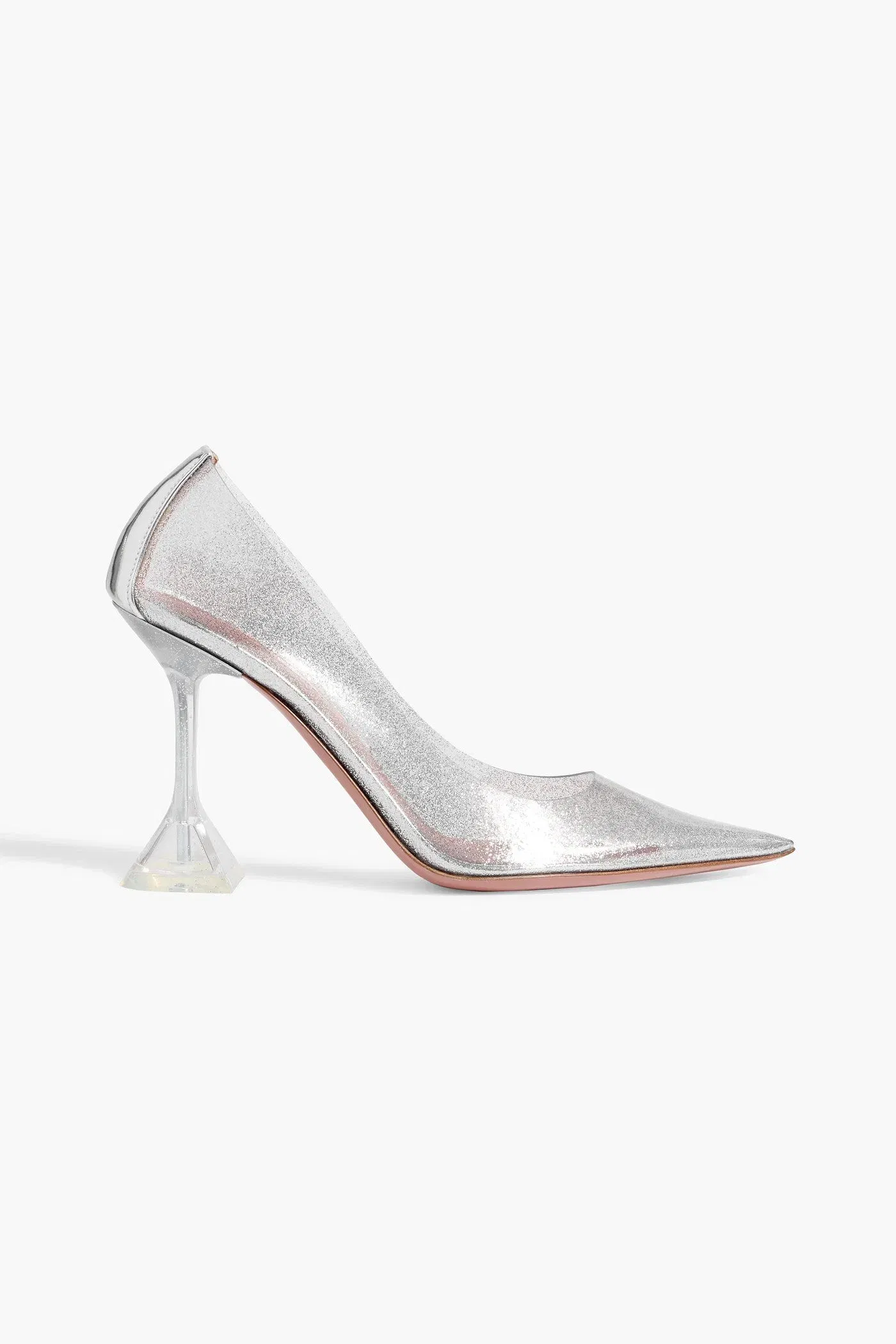 Amina Muaddi Ami Glittered Pvc Pumps Silver Women's