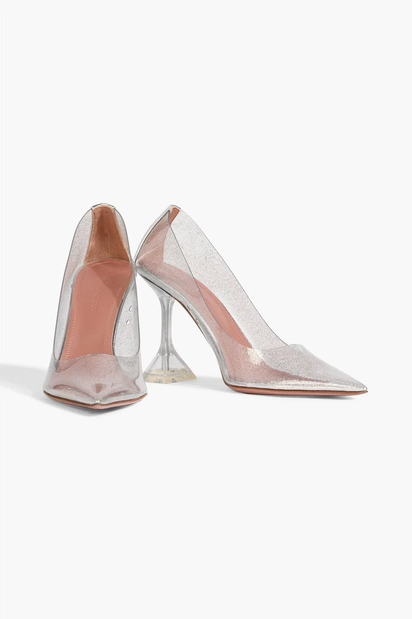 Amina Muaddi Ami Glittered Pvc Pumps Silver Women's