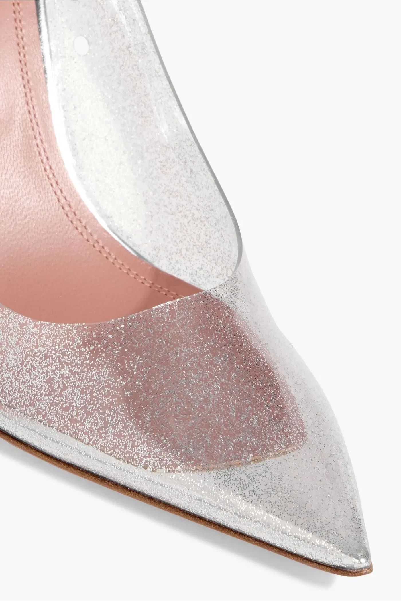 Amina Muaddi Ami Glittered Pvc Pumps Silver Women's