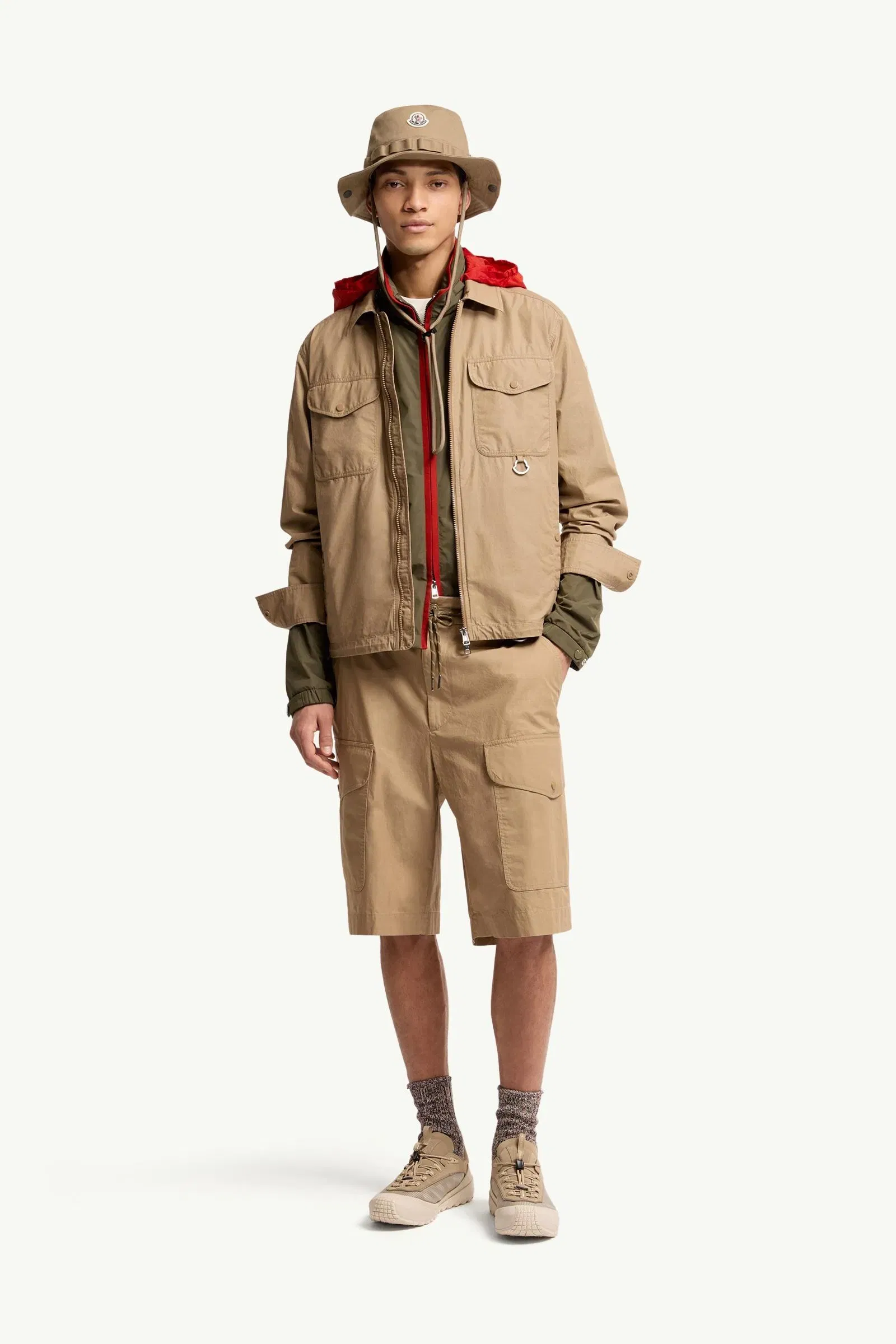 Moncler Cotton Poplin Cargo Shorts Beige Beige