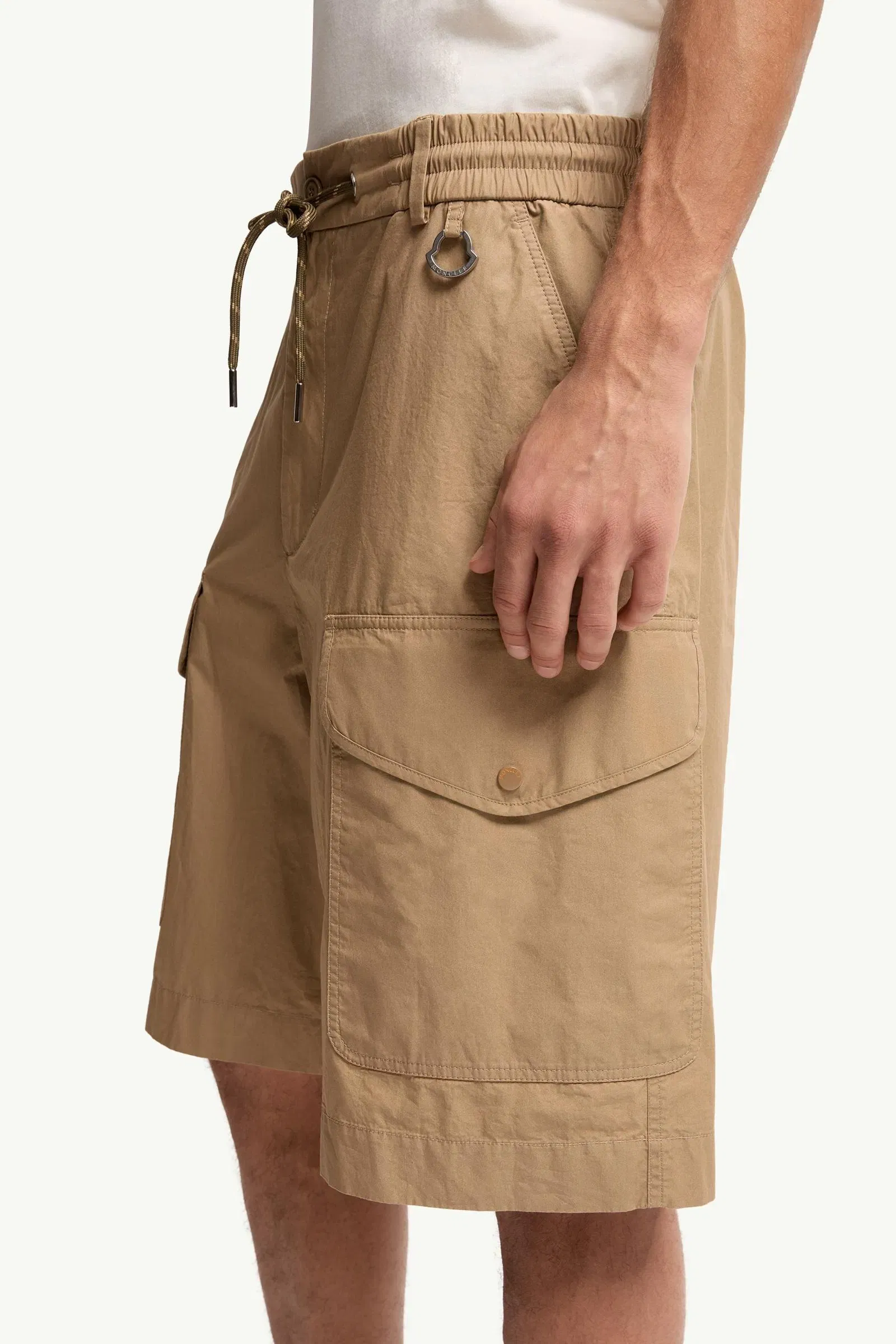 Moncler Cotton Poplin Cargo Shorts Beige Beige