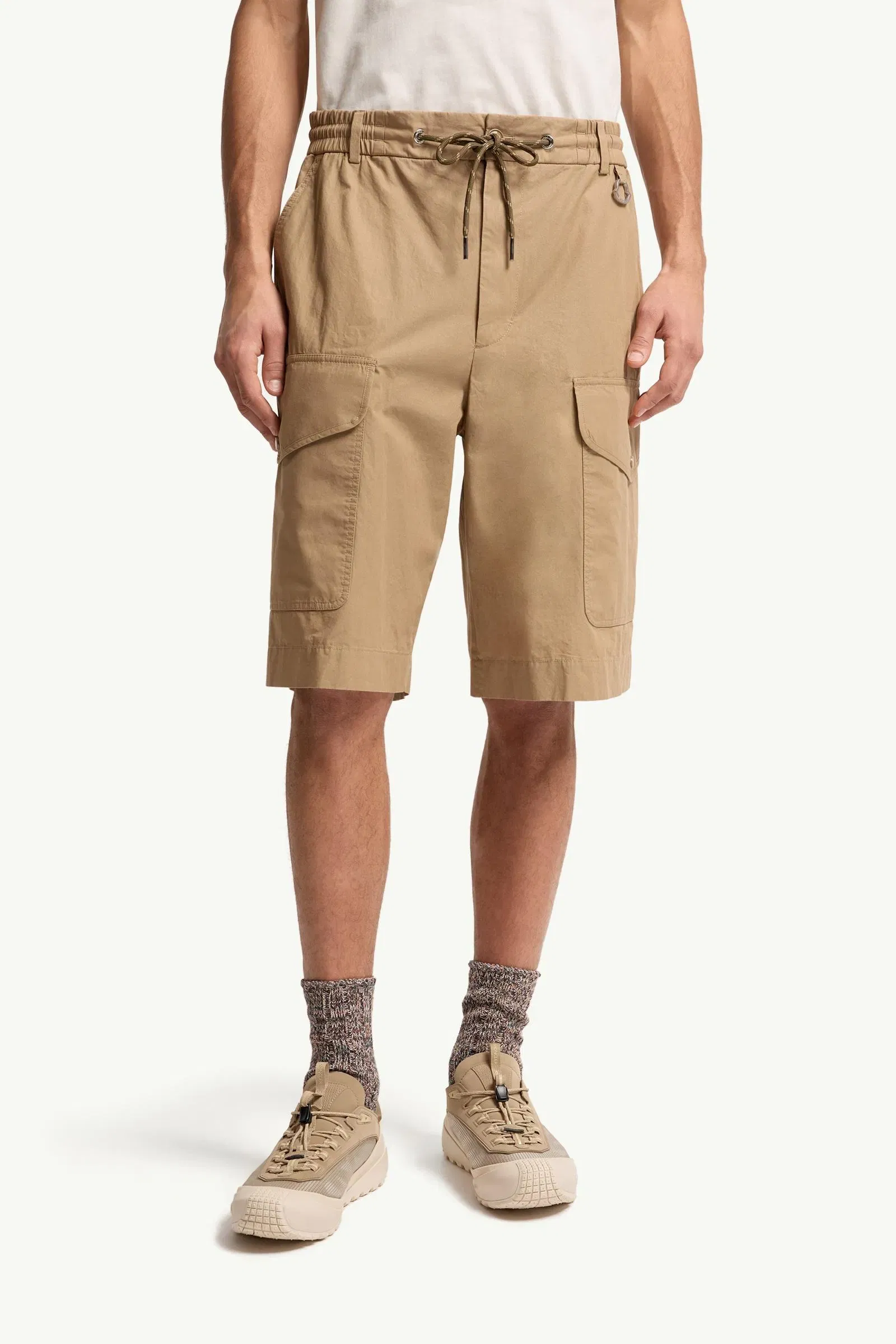 Moncler Cotton Poplin Cargo Shorts Beige Beige