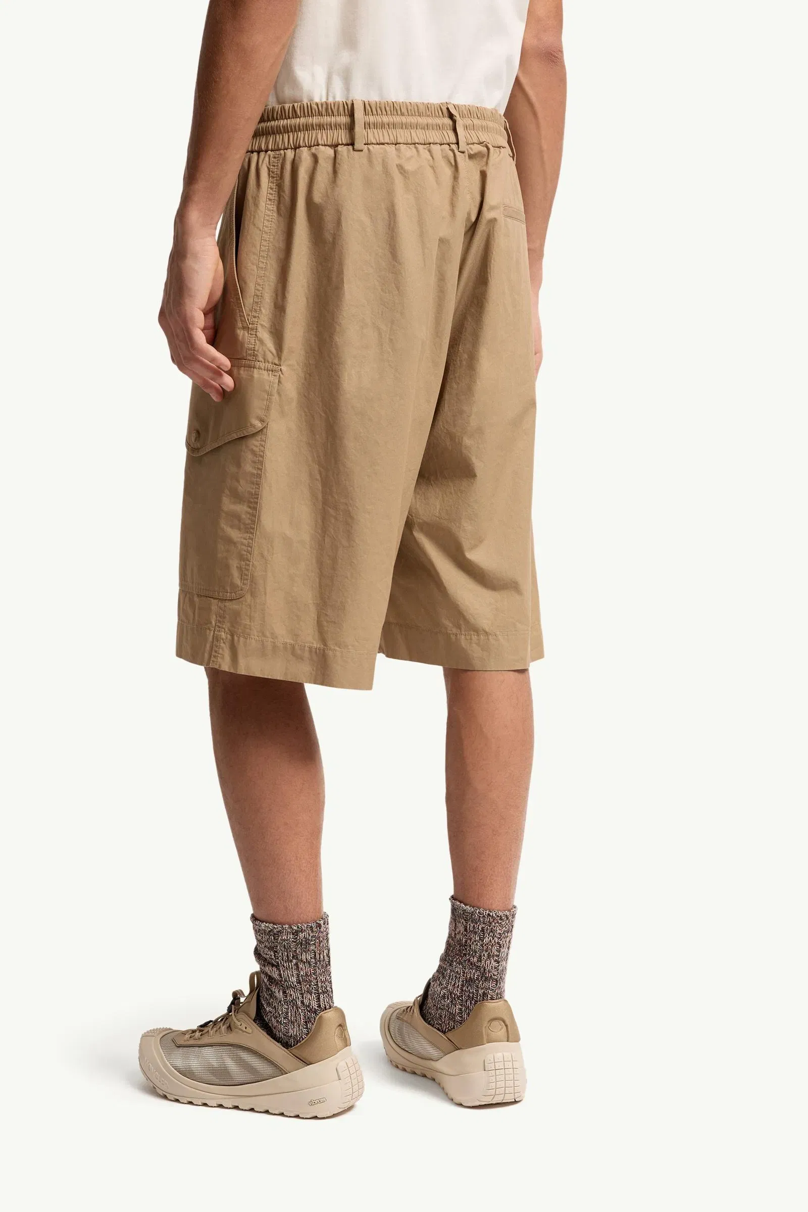 Moncler Cotton Poplin Cargo Shorts Beige Beige