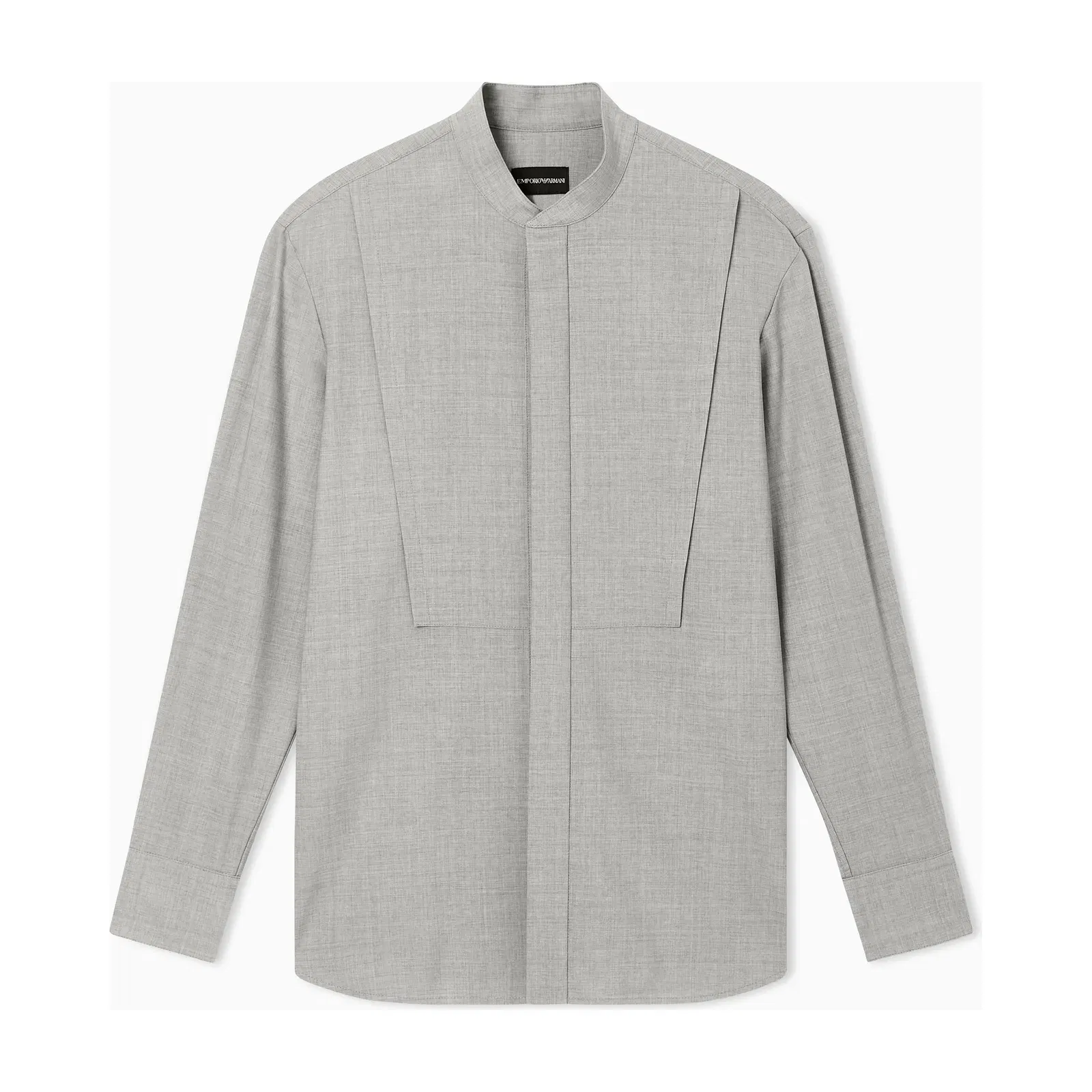 Emporio Armani Guru-collar shirt in soft-finish virgin-wool canvas