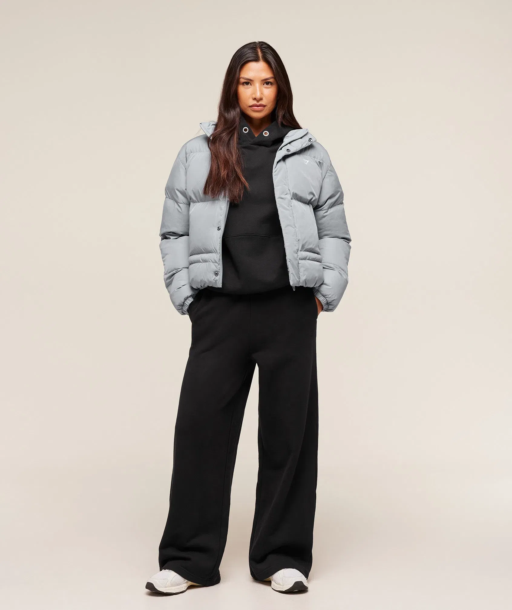 Women's Gymshark Puffer Jacket Denim Grey