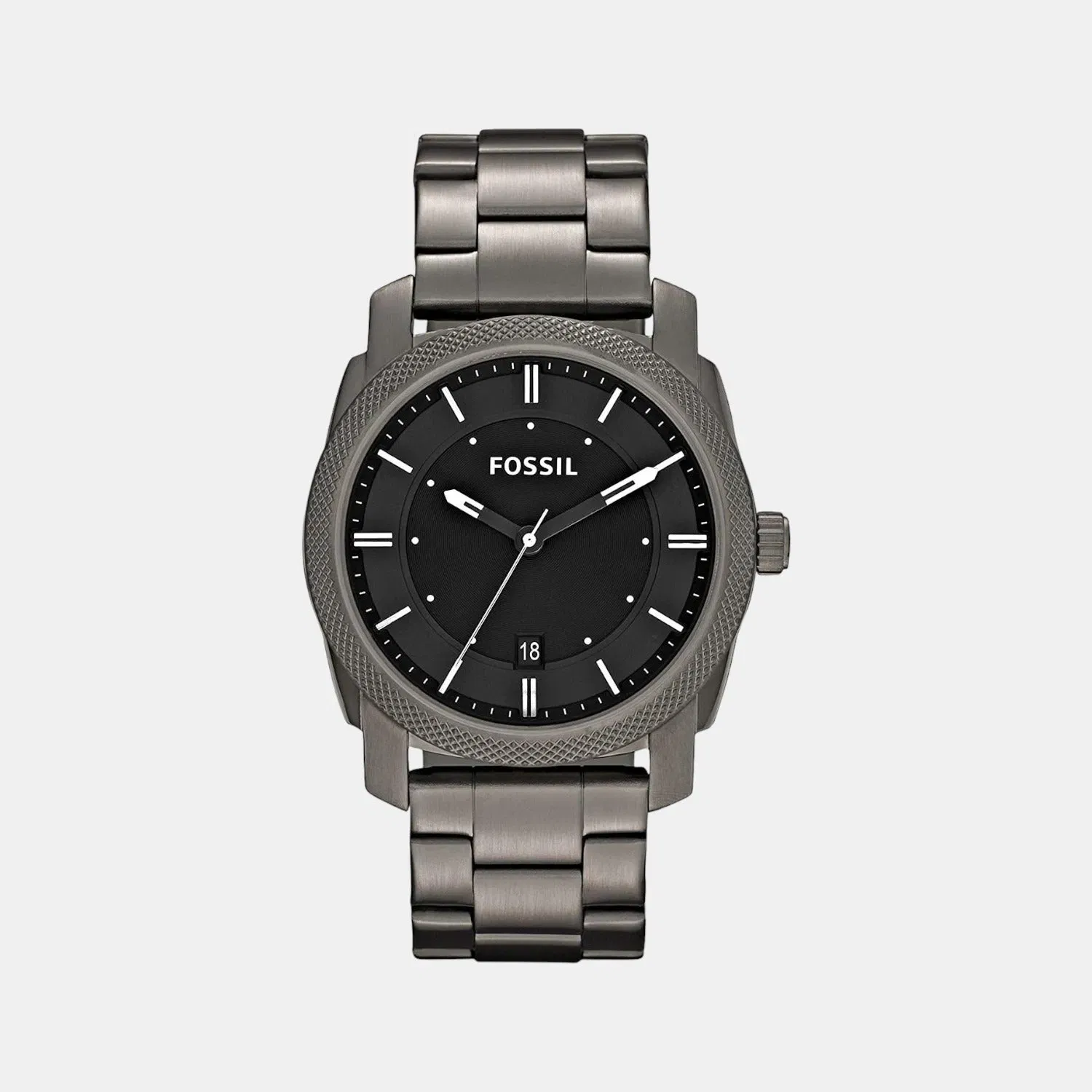 Fossil Machine Men Quartz Black Dial Analog Stainless Steel Watch Fs4774